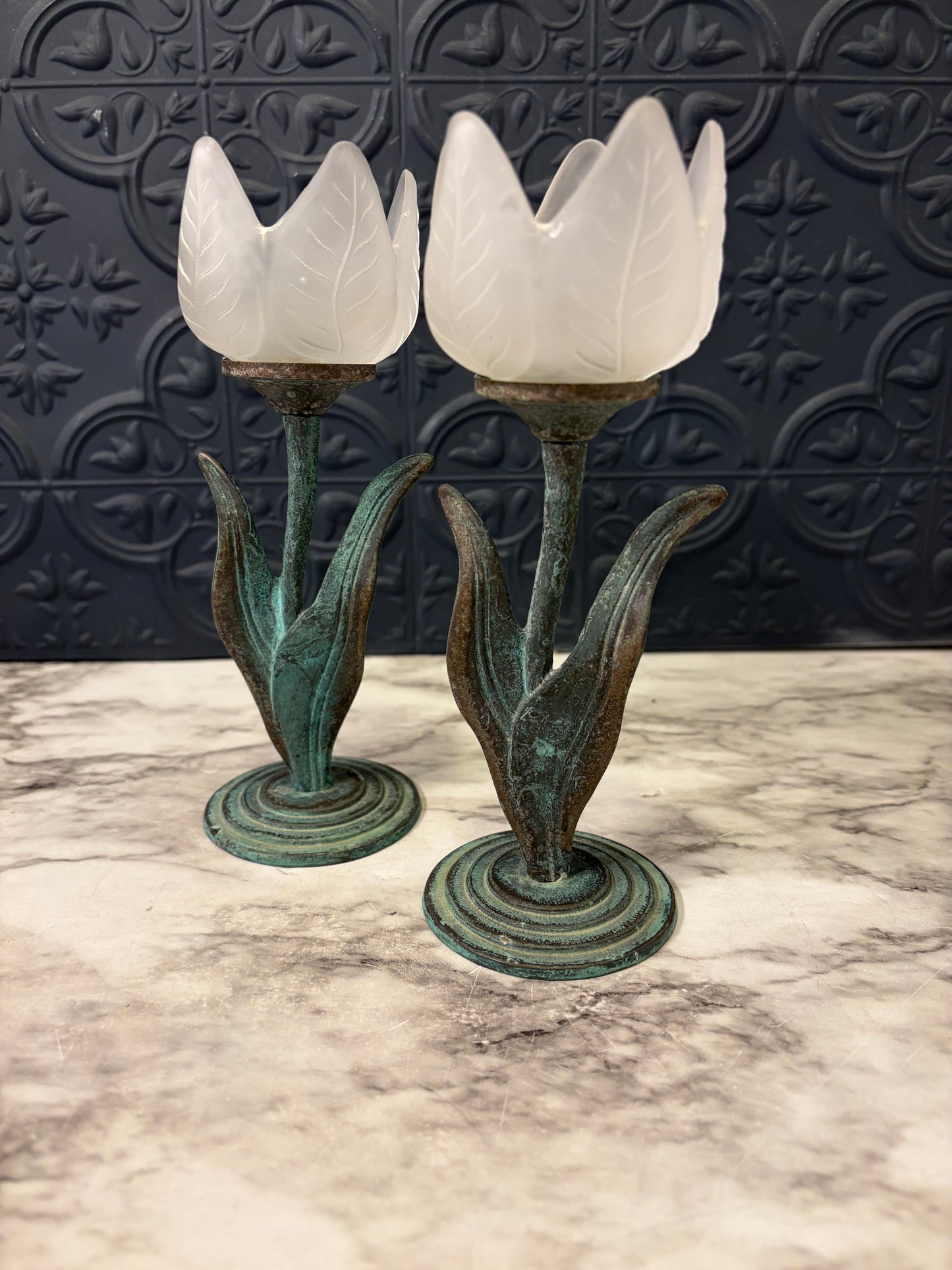 Set of 2 Partylite Satin Tulip Candle Holders