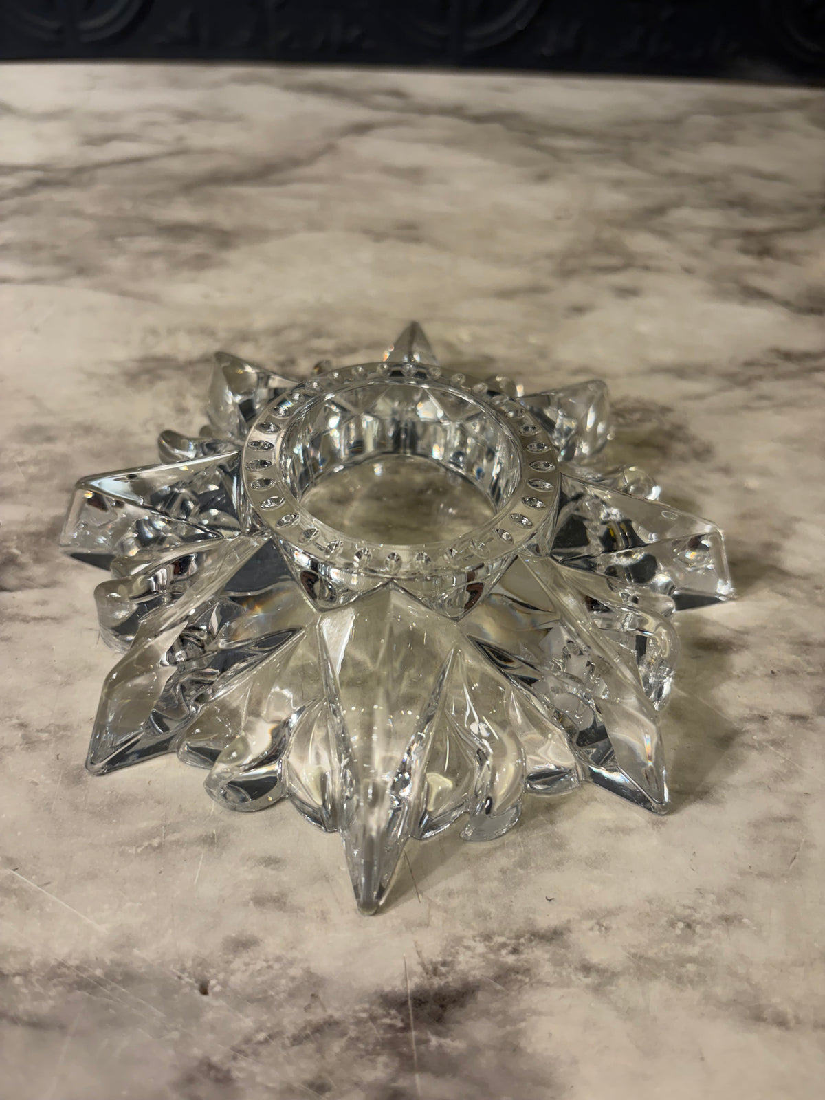 Lead Crystal Votive Holder Snowflake