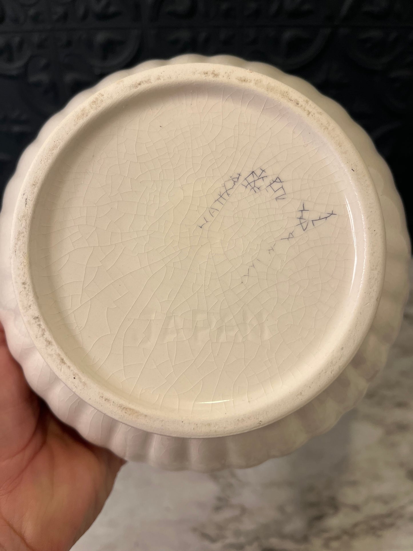 Cream Ceramic Pot with Handles from Japan