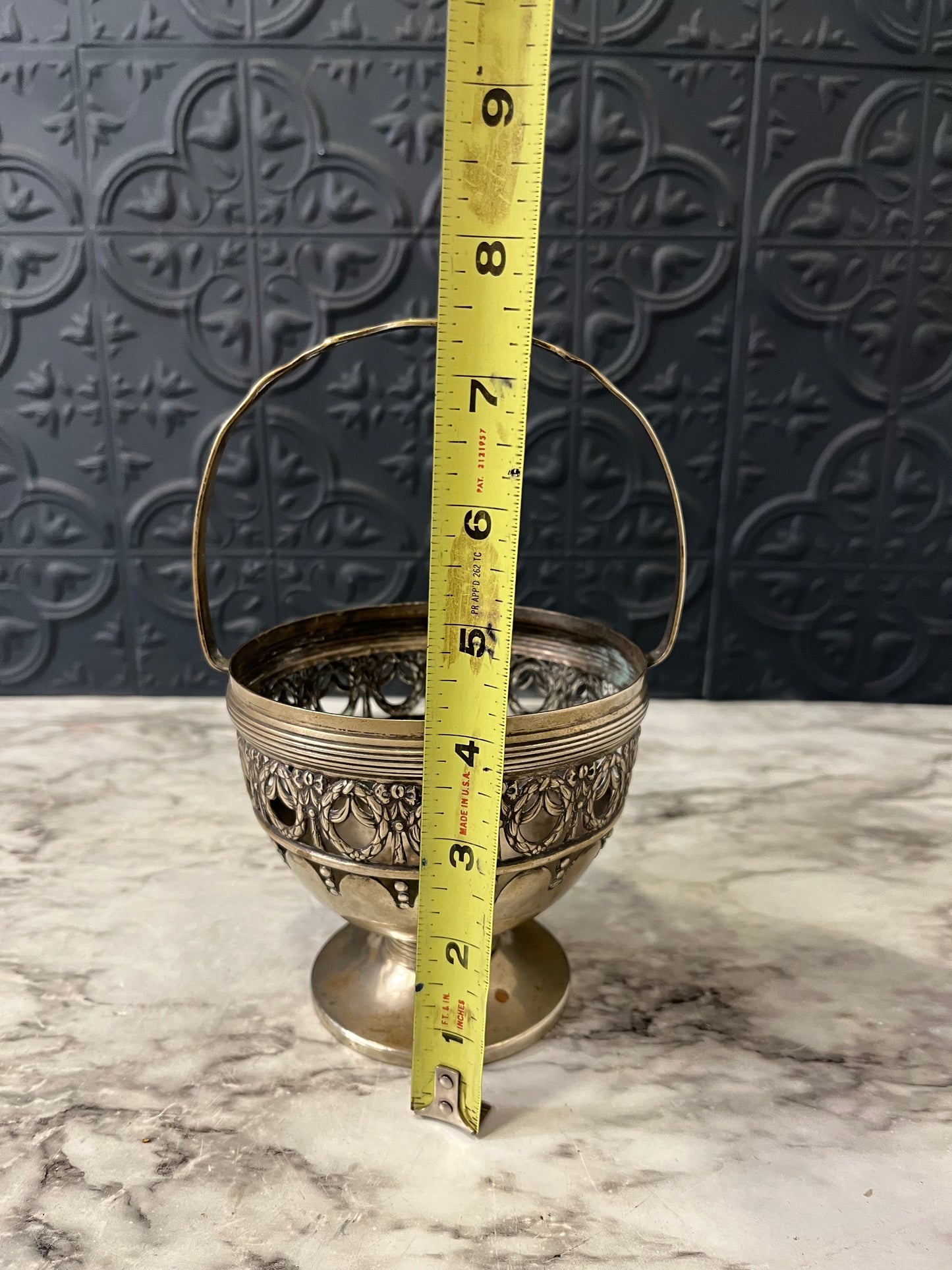 Vintage Silver Plate Basket with Handle