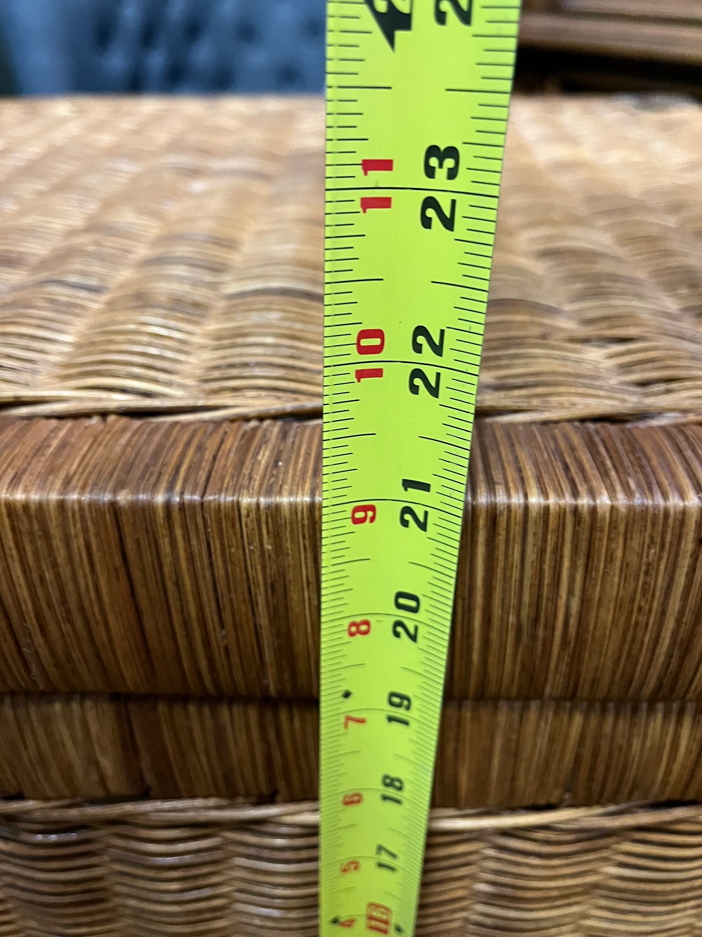 Large wicker Trunk with brass etched details