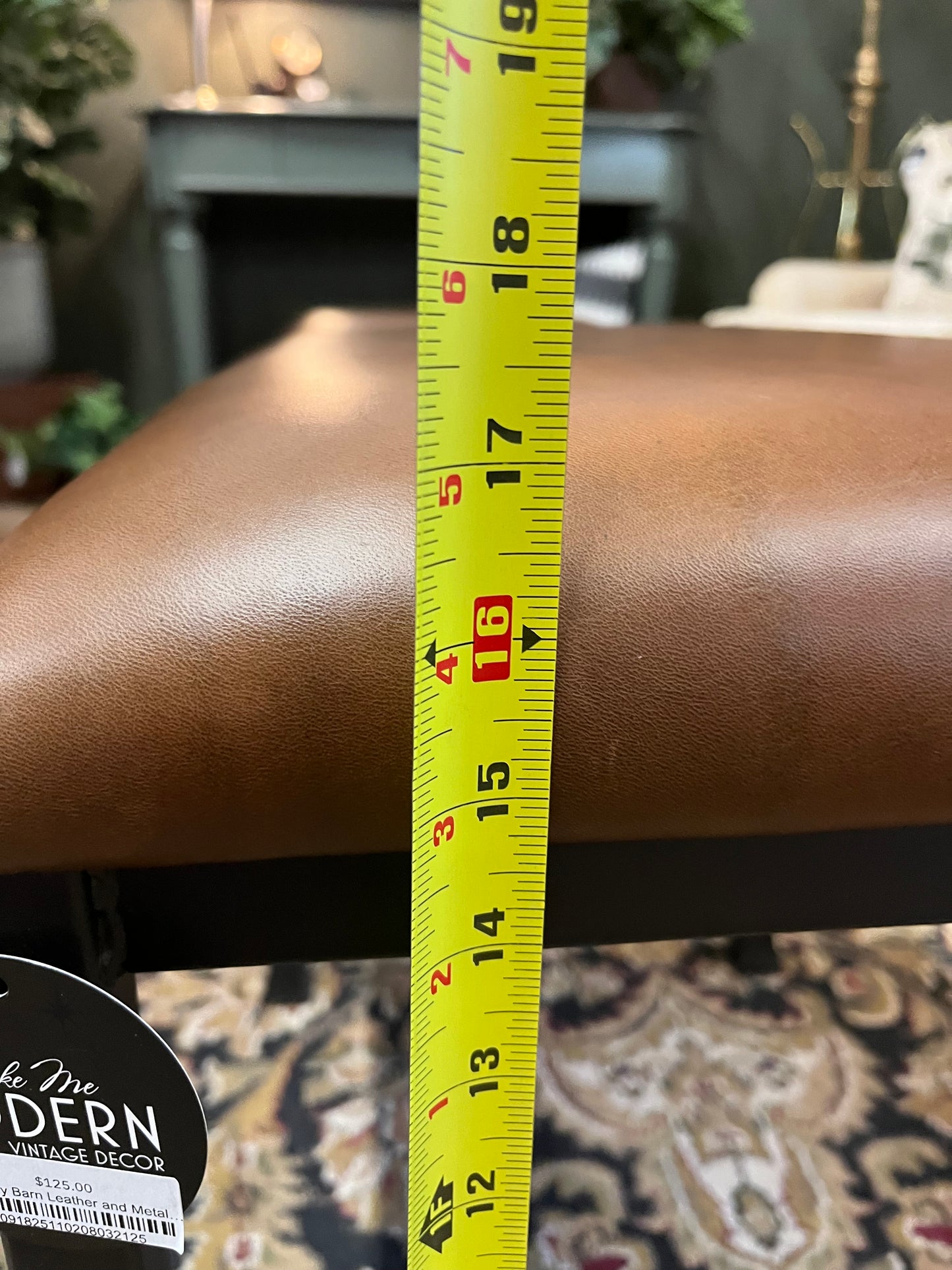 Pottery Barn Leather and Metal Stool/Ottoman