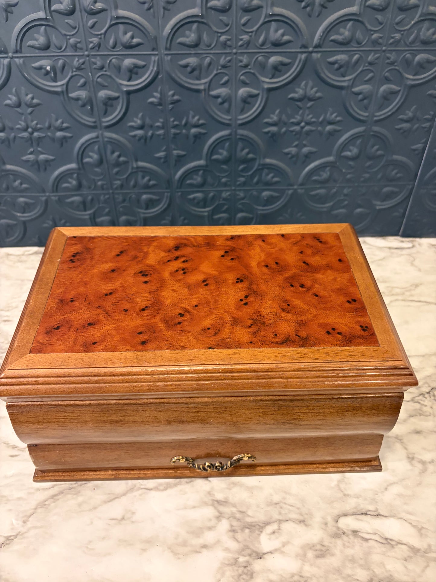 Mele Wood Jewelry Box with Burlwood Top