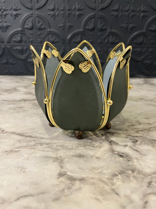 Partylite Smoke color lotus tealight holder