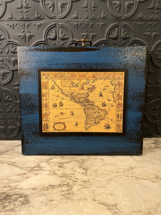 Map on Blue Background