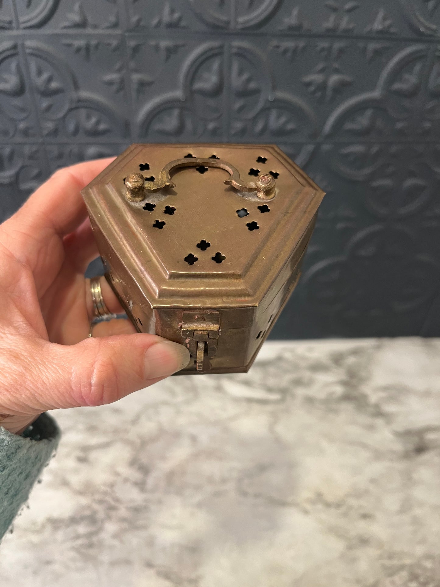 Small Pyramid Shape Brass Cricket Box