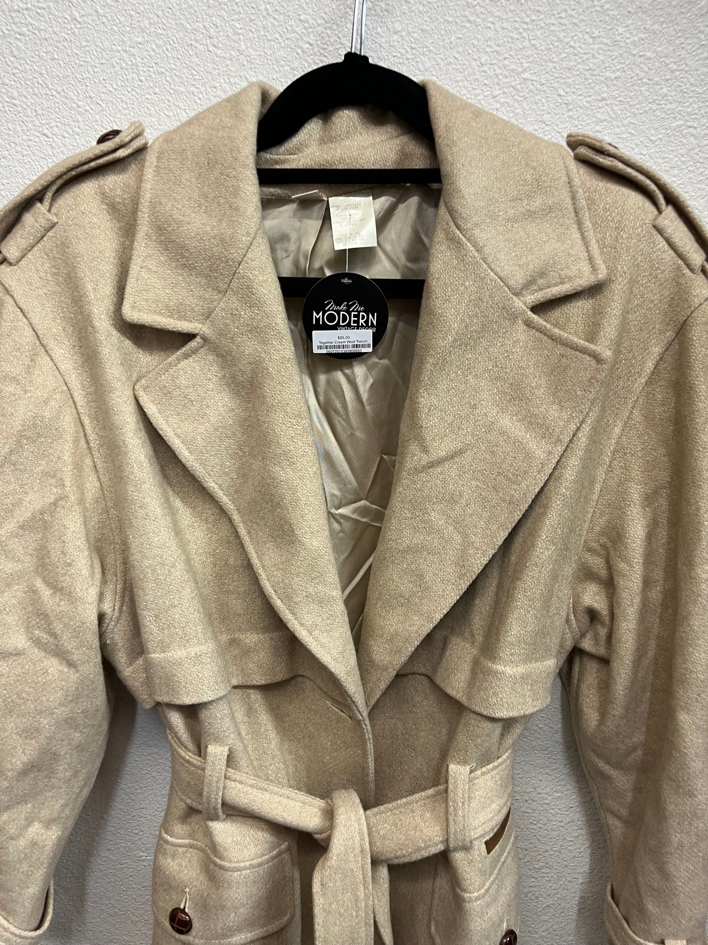 Together Cream Wool Trench Coat