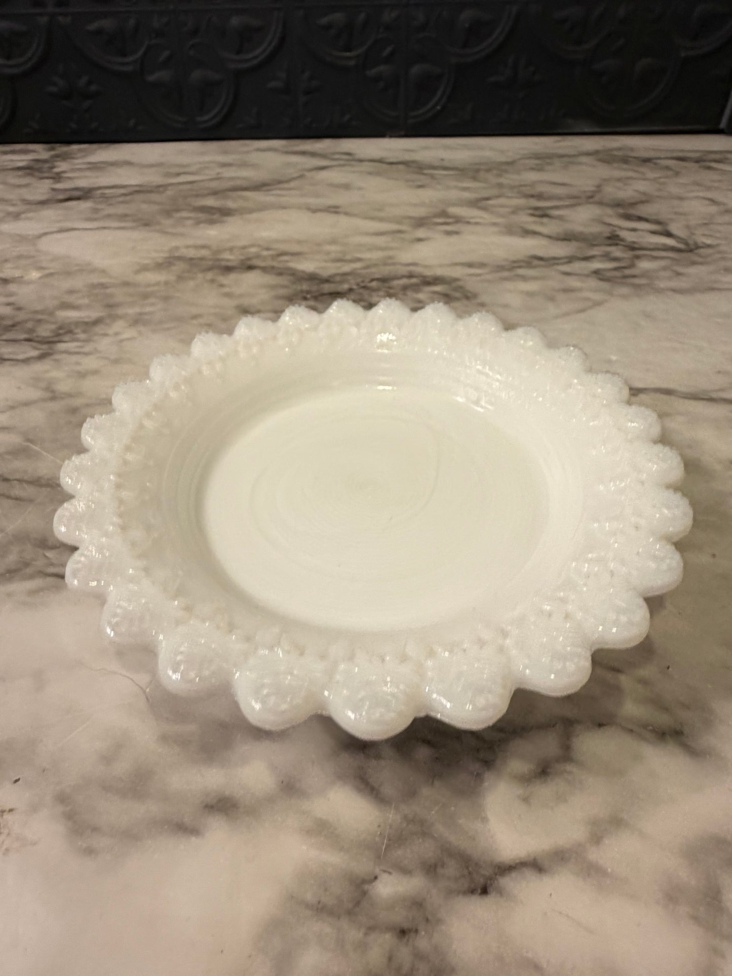 Milk Glass Round Dish Spikes