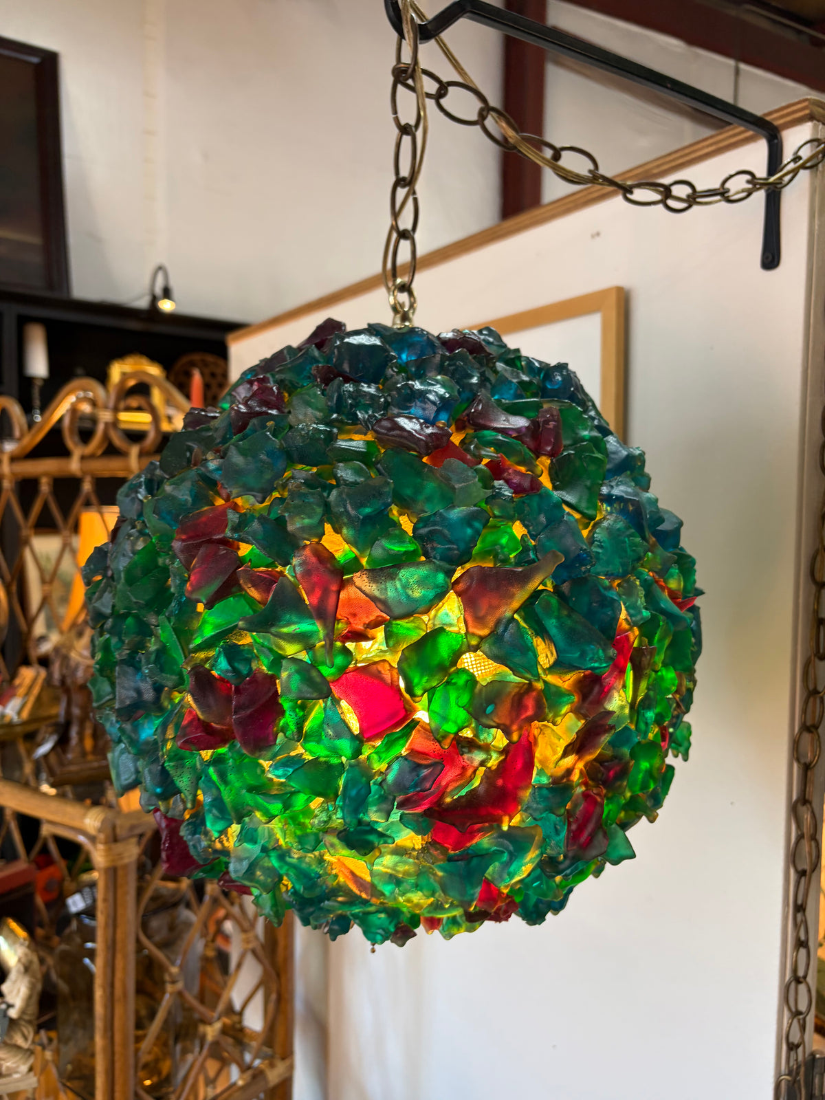 Vintage Blue and Purple Swag Lamp