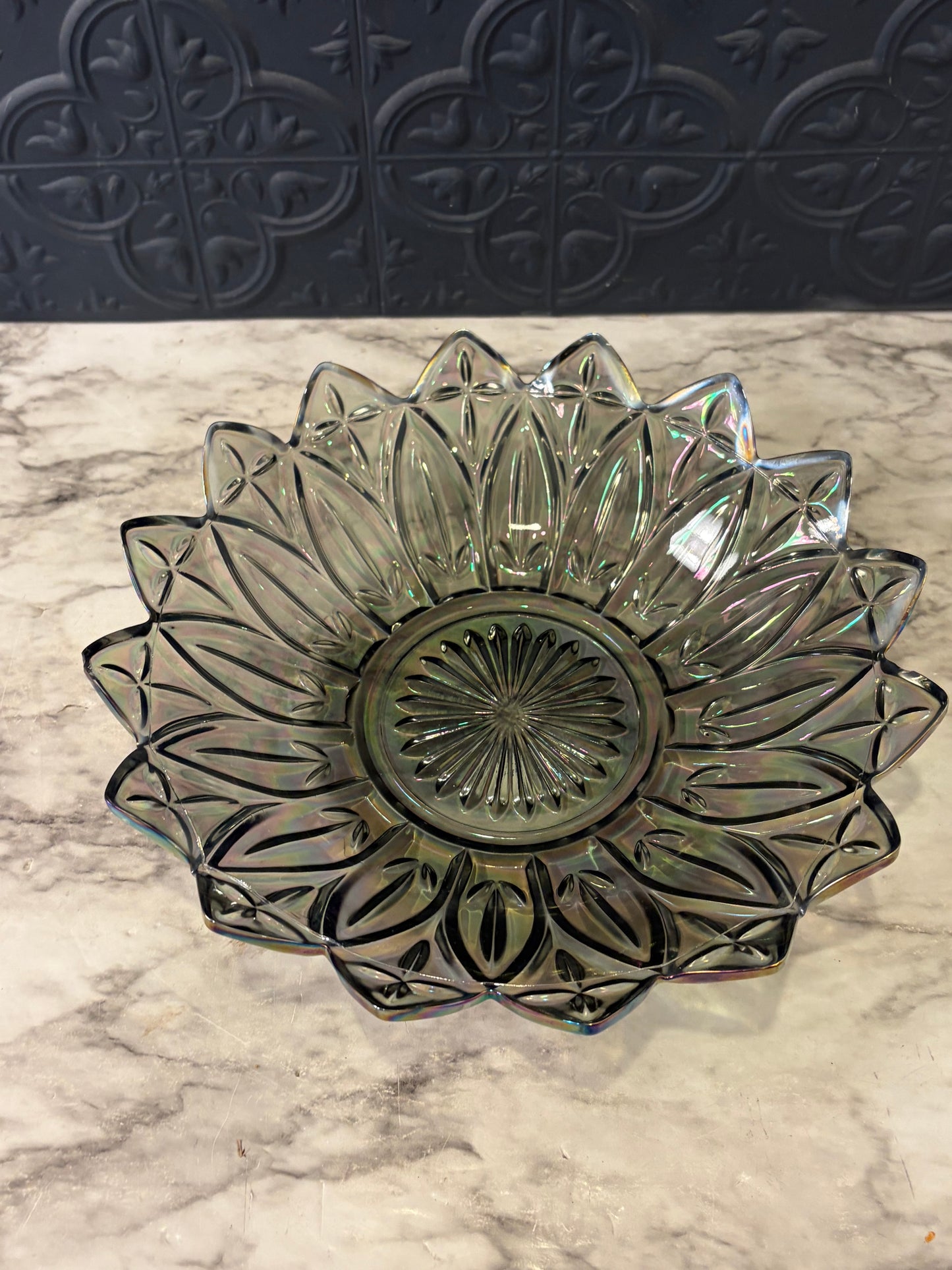 Smokey Iridescent Glass Bowl