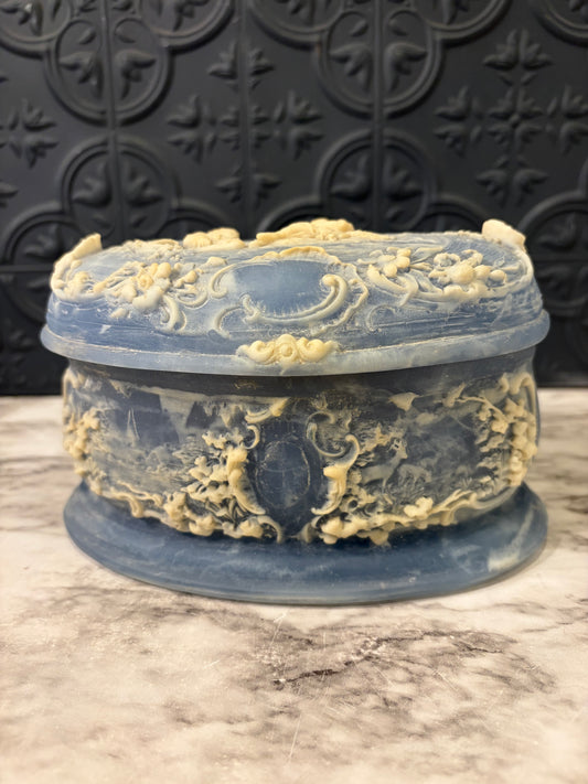 Incolay Blue and White Stone Trinket Dish