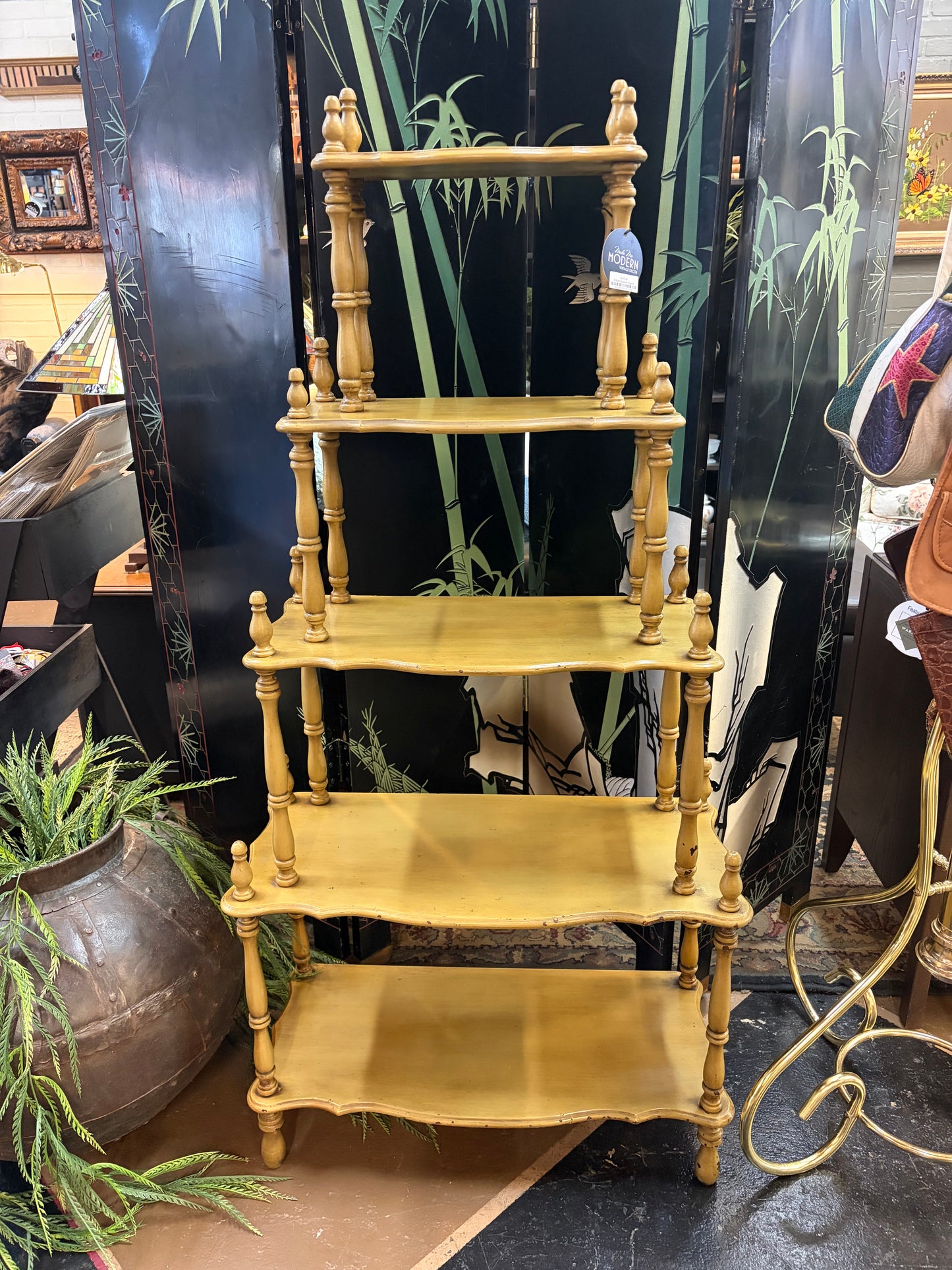 5 Shelf Greenish Etagere