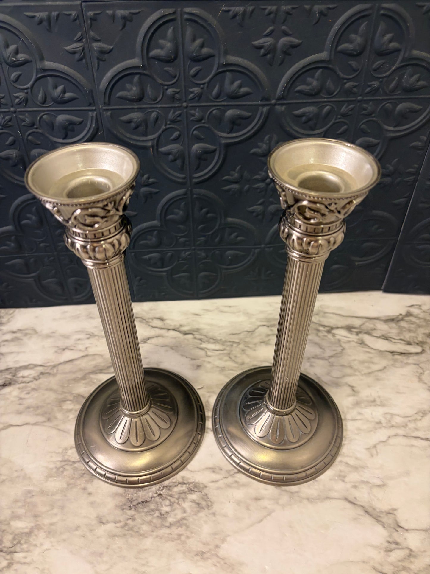 Partylite Satin Silver Candlesticks x2