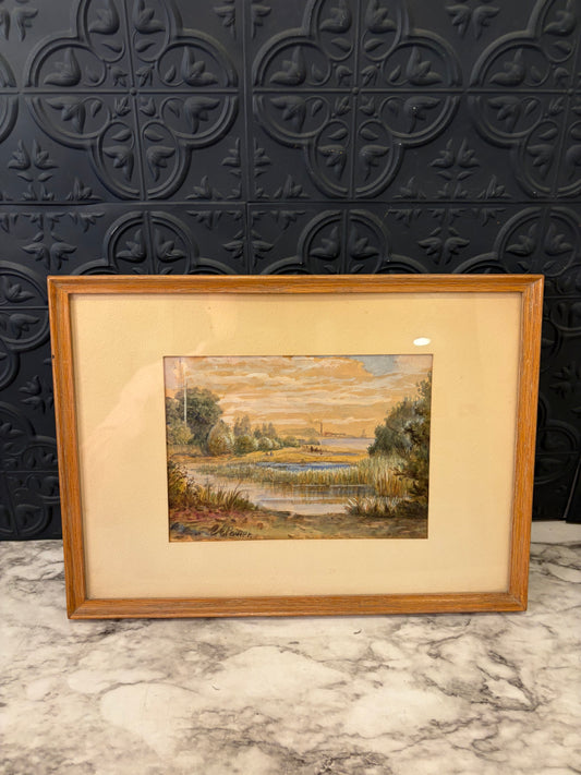 Watercolor Landscape Signed A. Power
