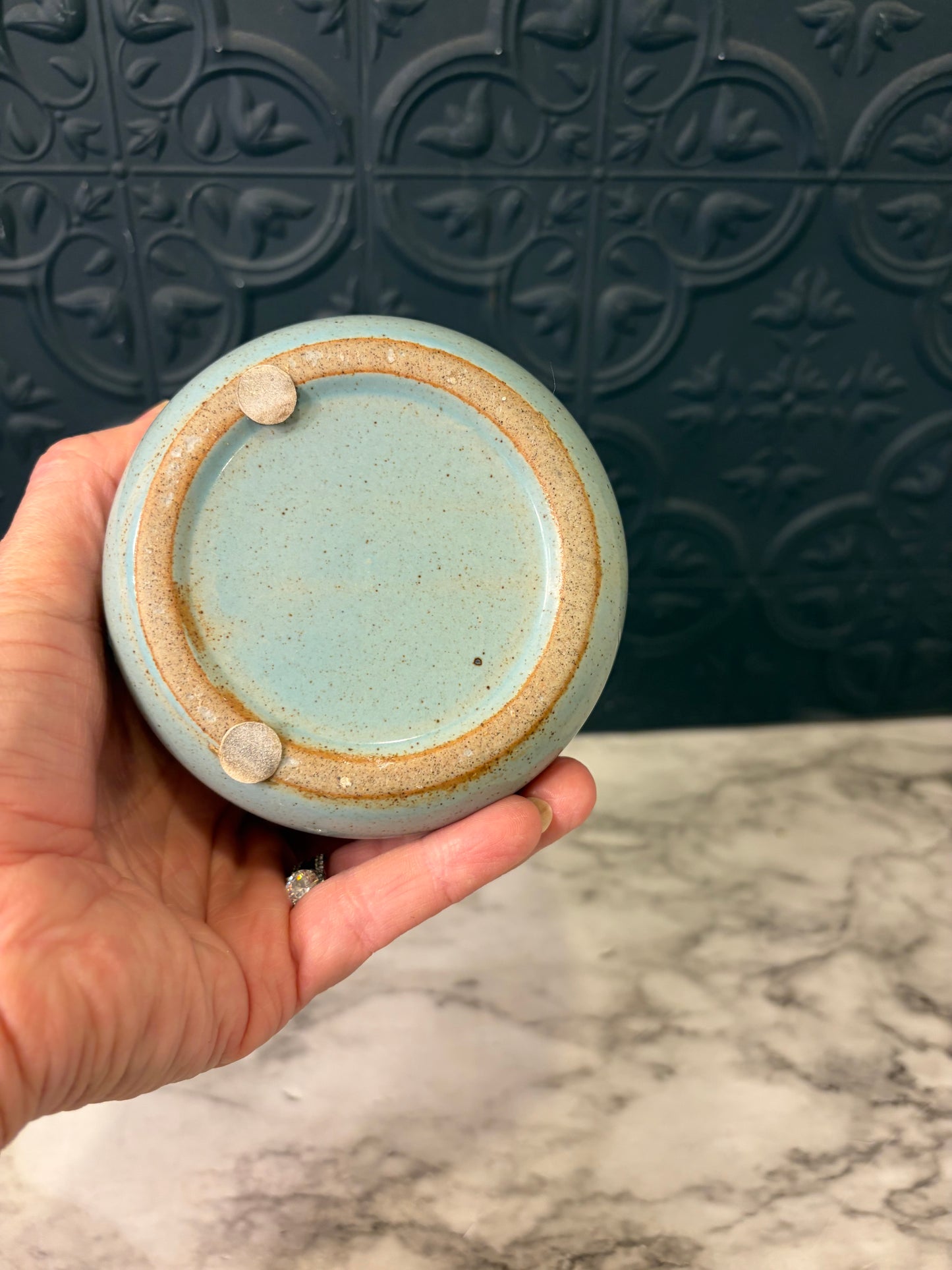 Two tone Stoneware blue and tan