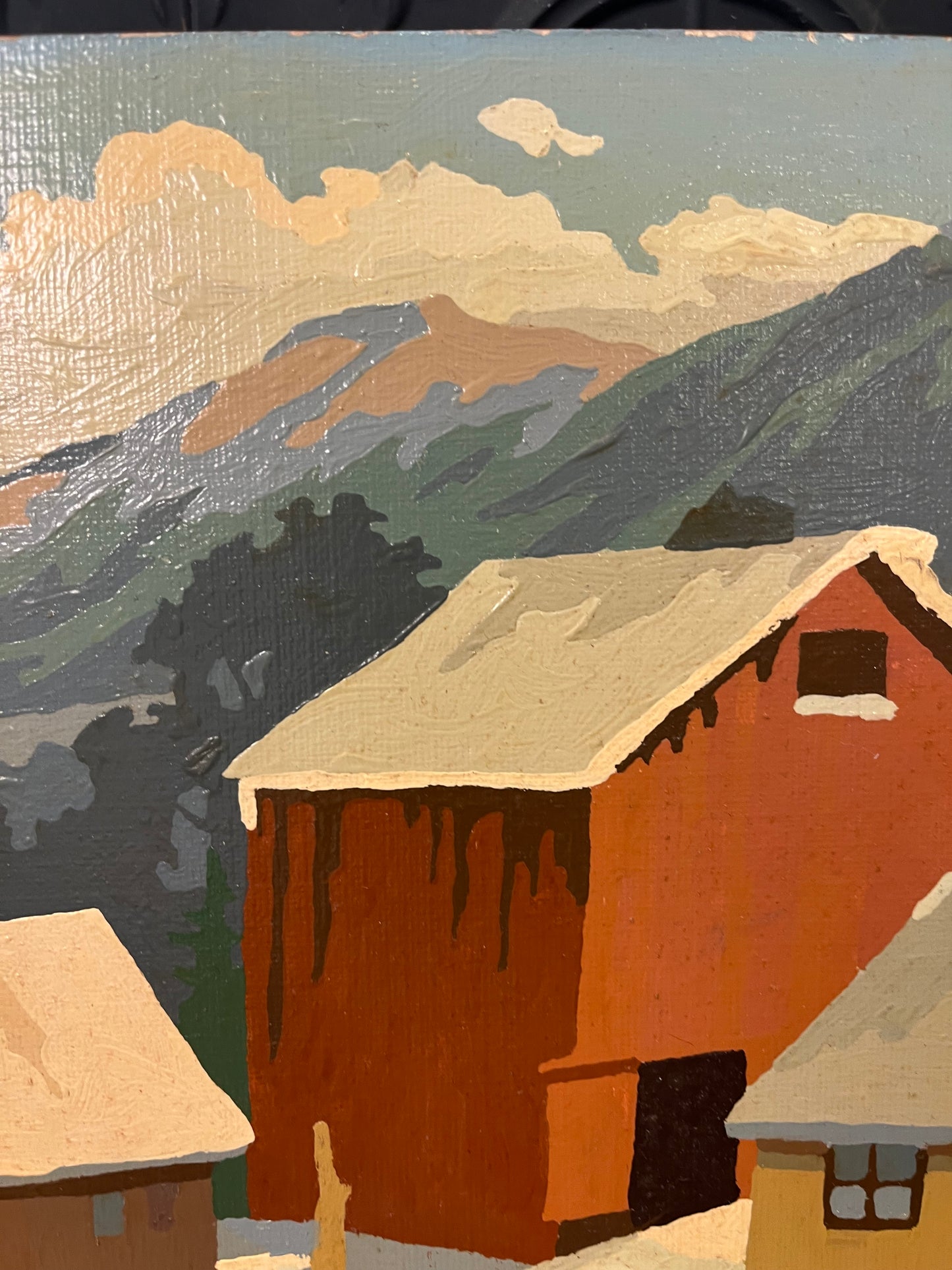 Vintage Paint by Number Village in Winter