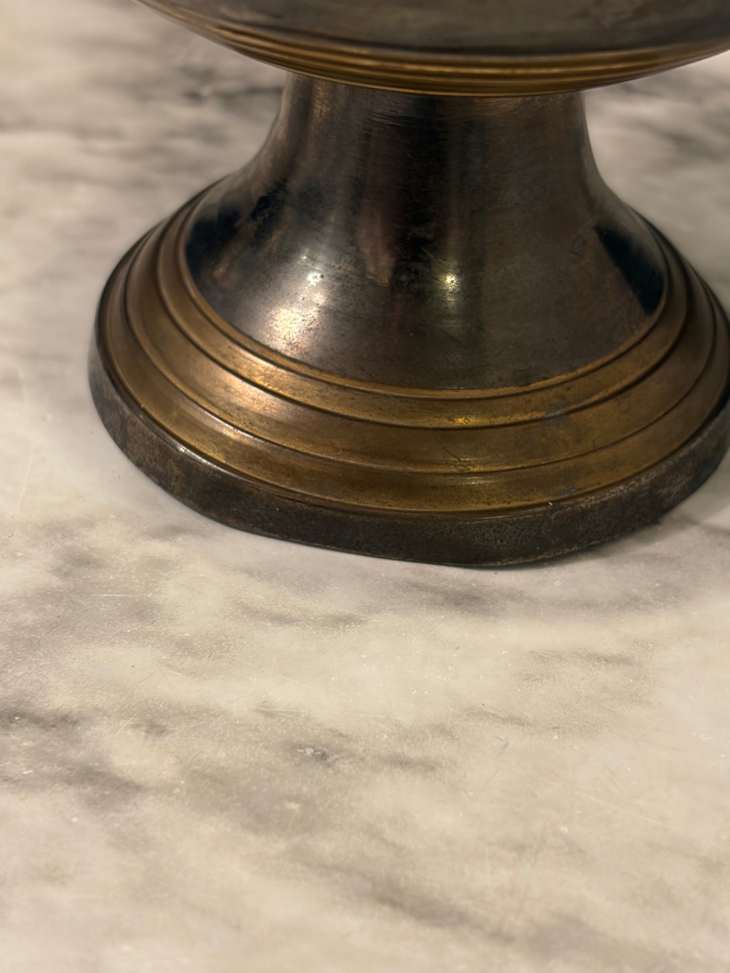 Brass 2 tone Vase with Rings 8"