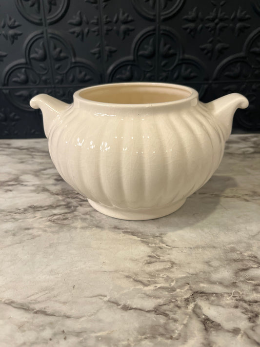 Cream Ceramic Pot with Handles from Japan