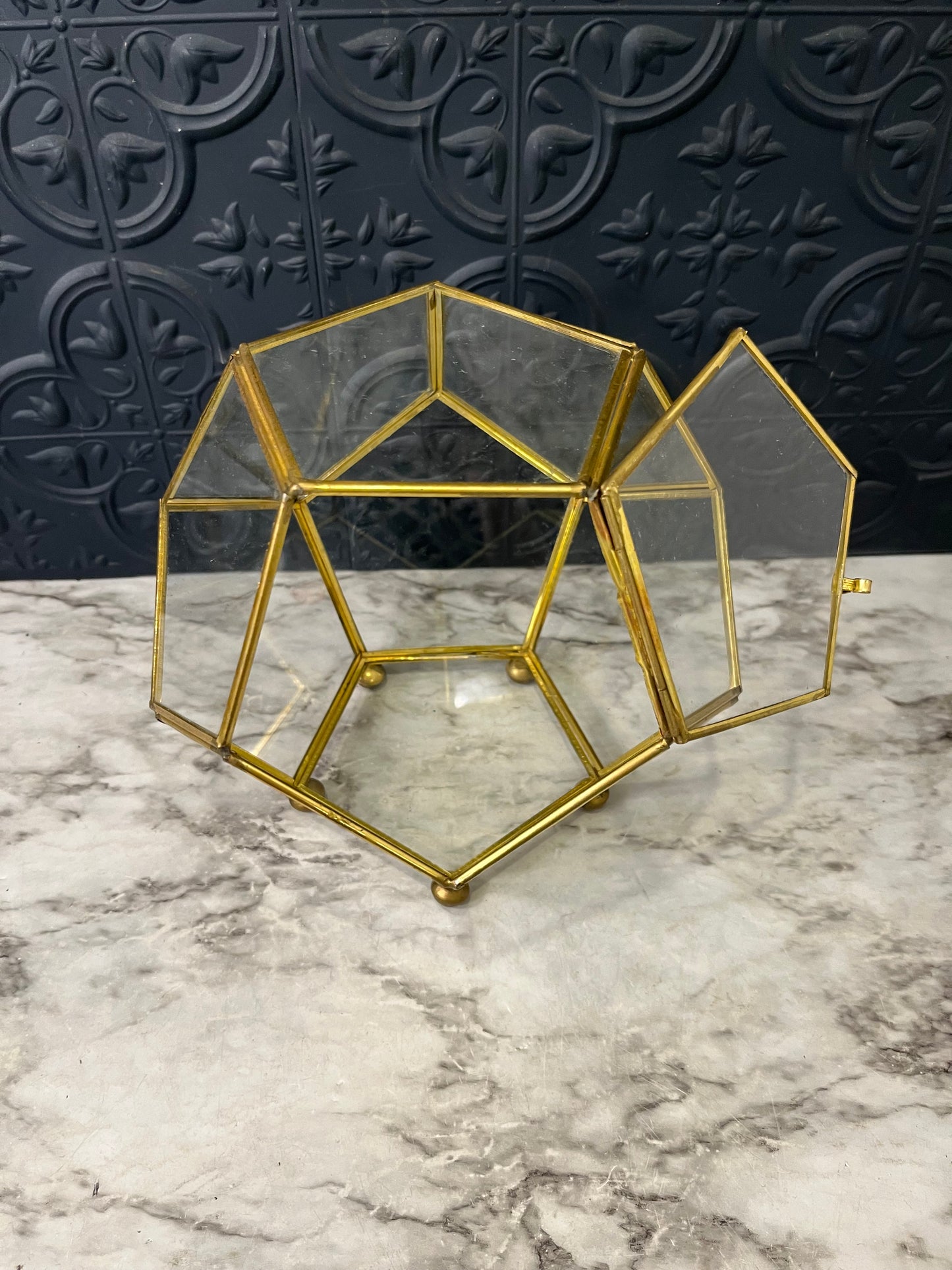 Brass and Glass Geometric Box