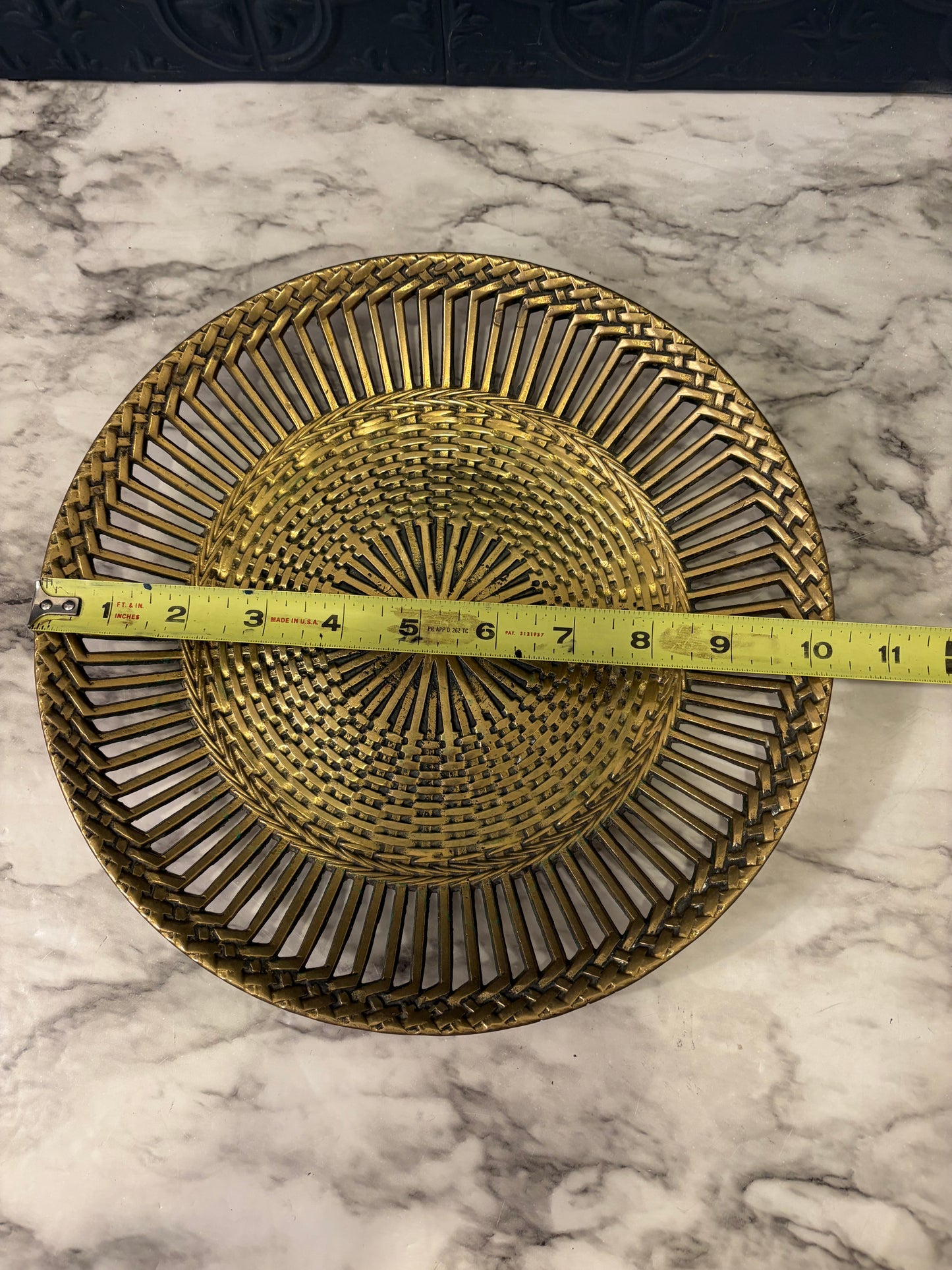 Solid Brass Basket Weave Catchall Bowl