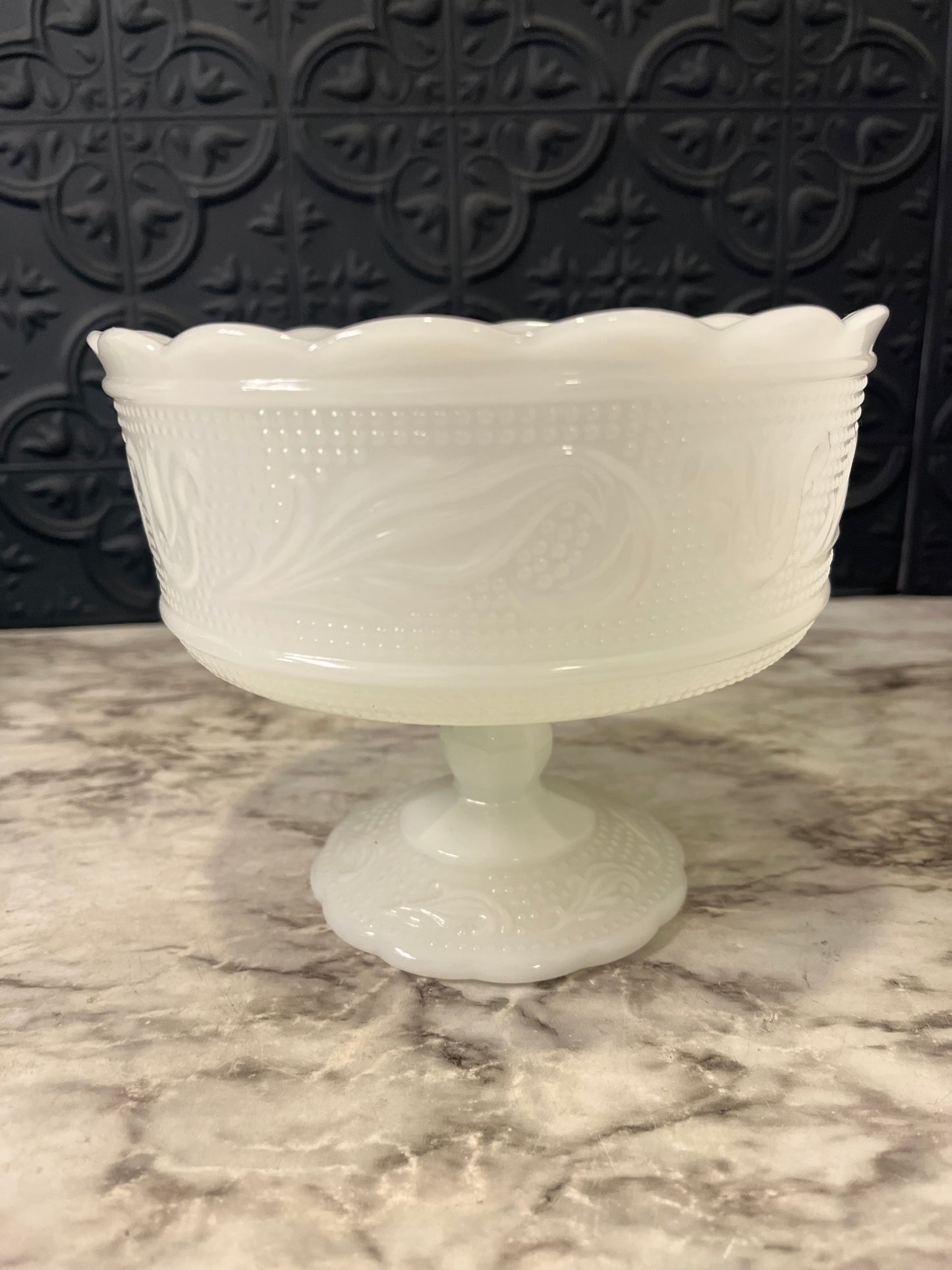 EO Brody Milk Glass Pedestal Bowl