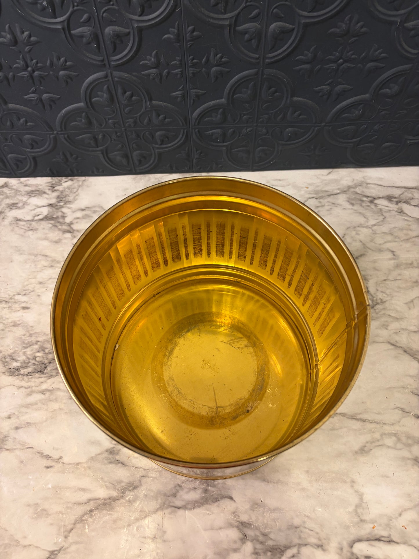 6.75" tall Brass Planter with 8"  opening