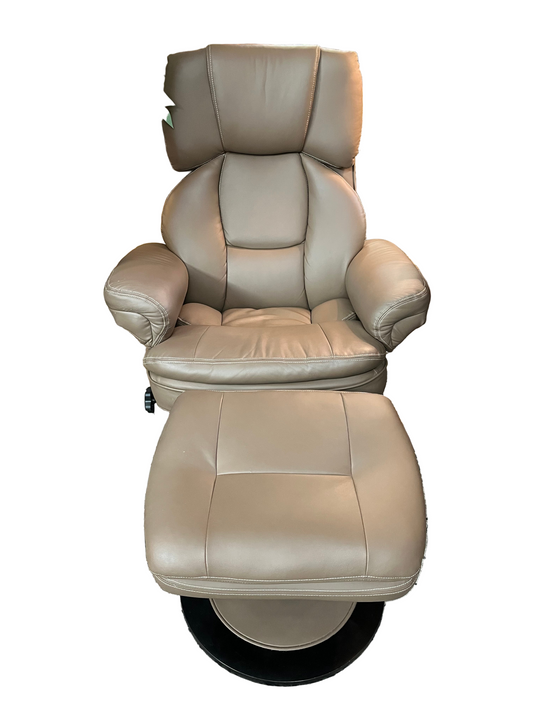 Brown Pleather Stressless with foot stool