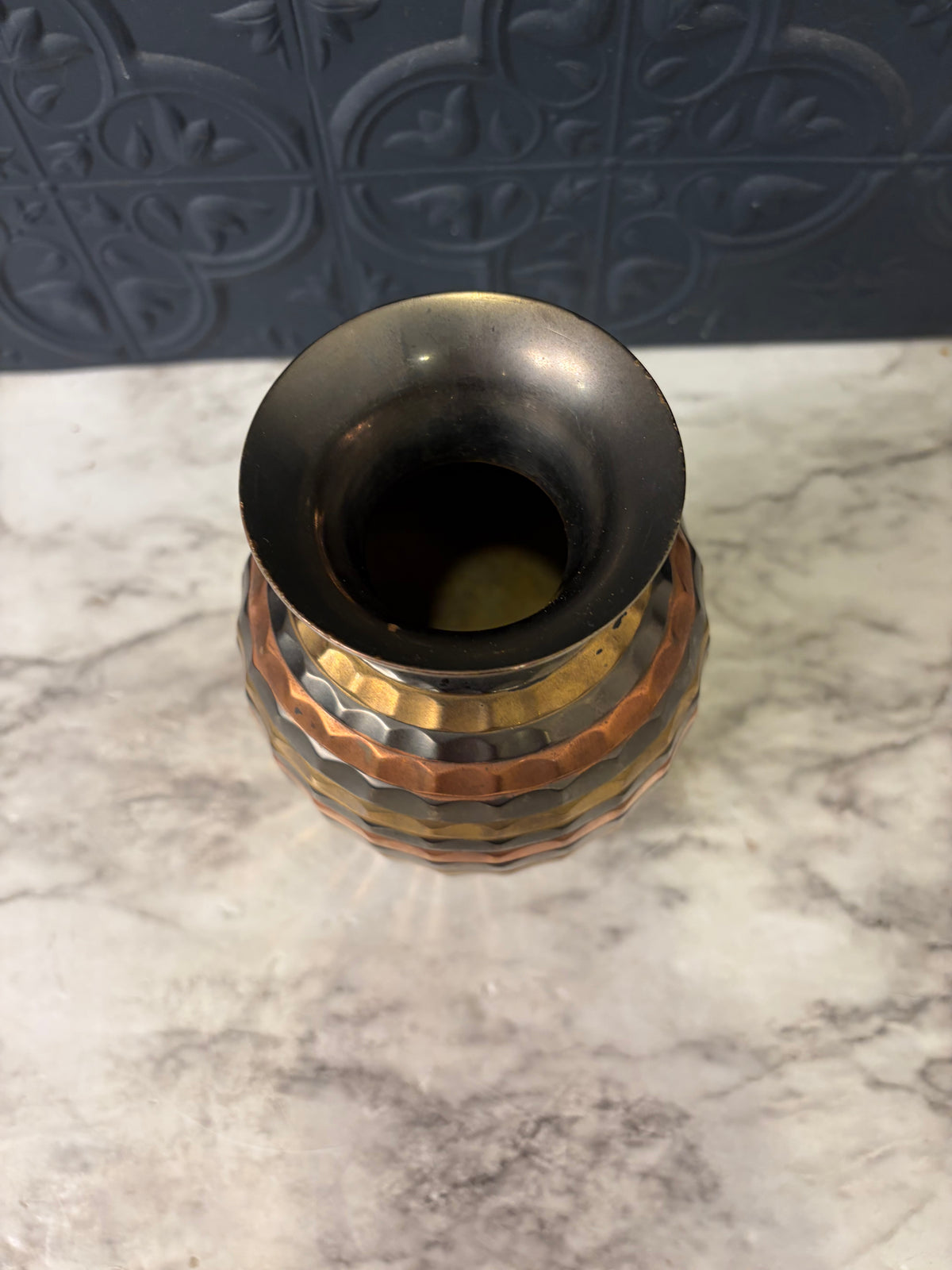Brass and Copper Stripe Vase