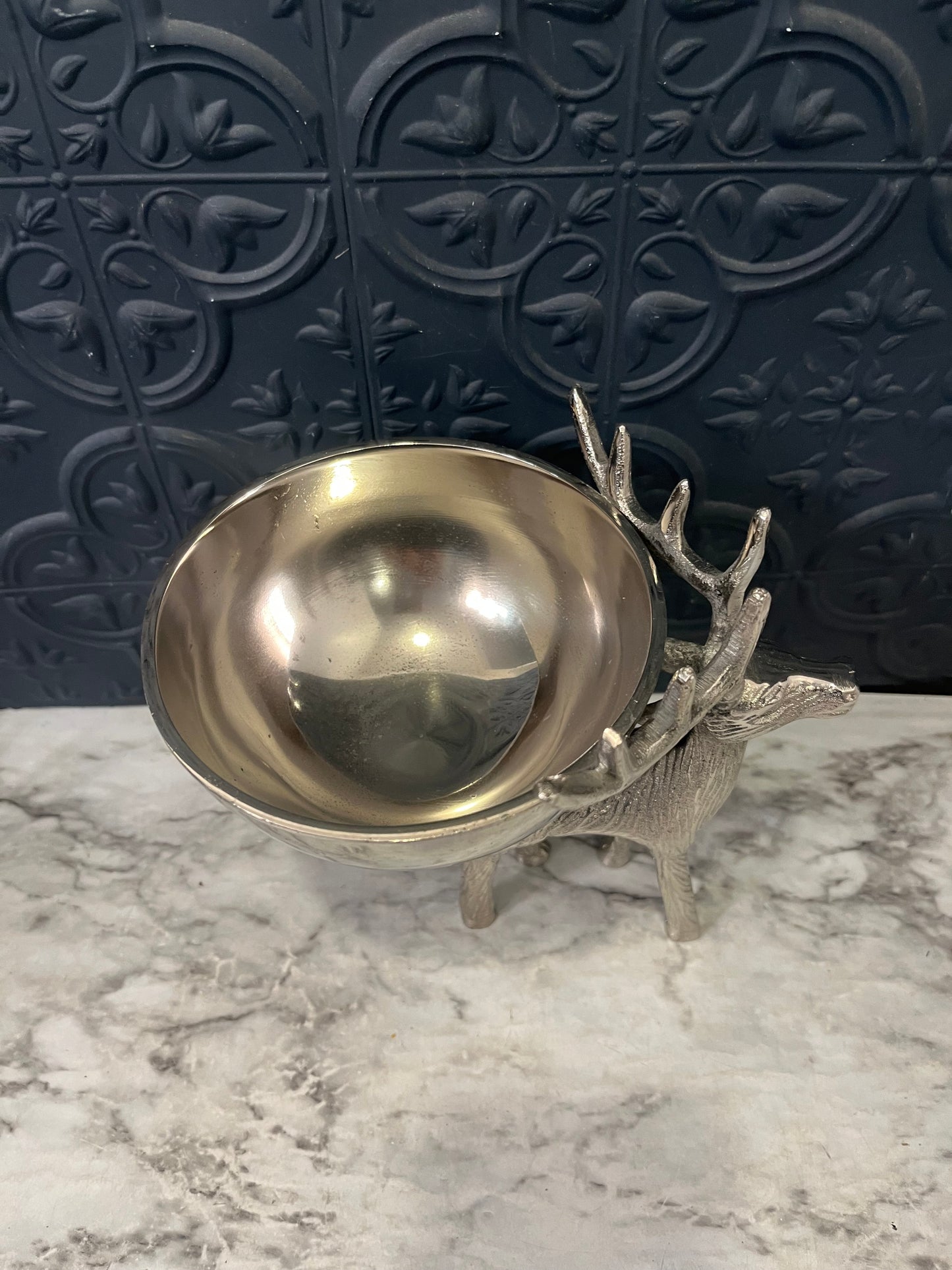 Silver Finish Deer Bowl