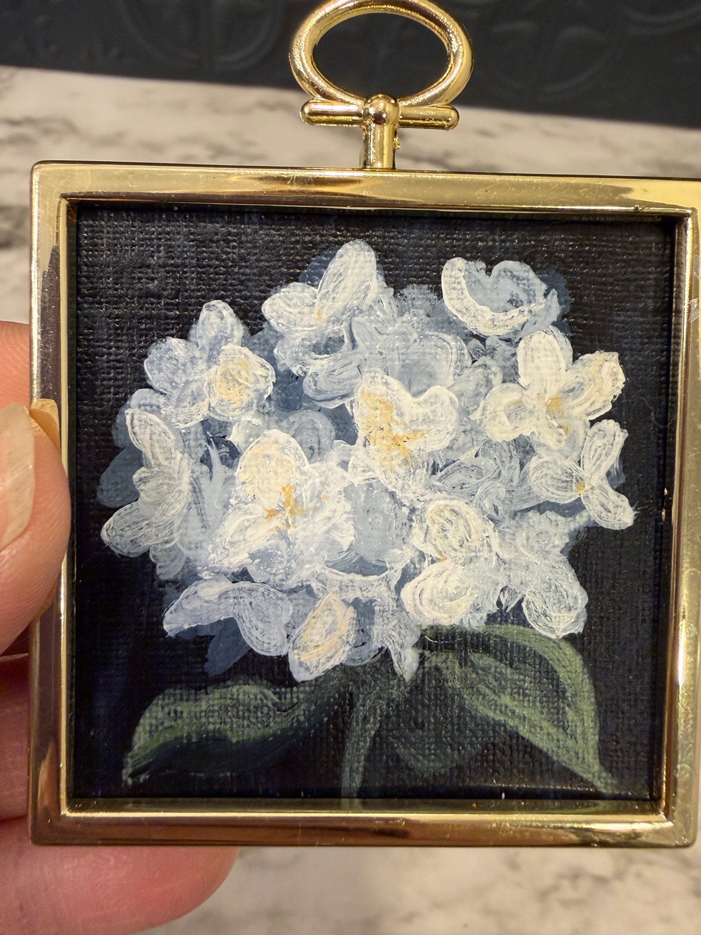 Handpainted White Flower Magnet by Jessie