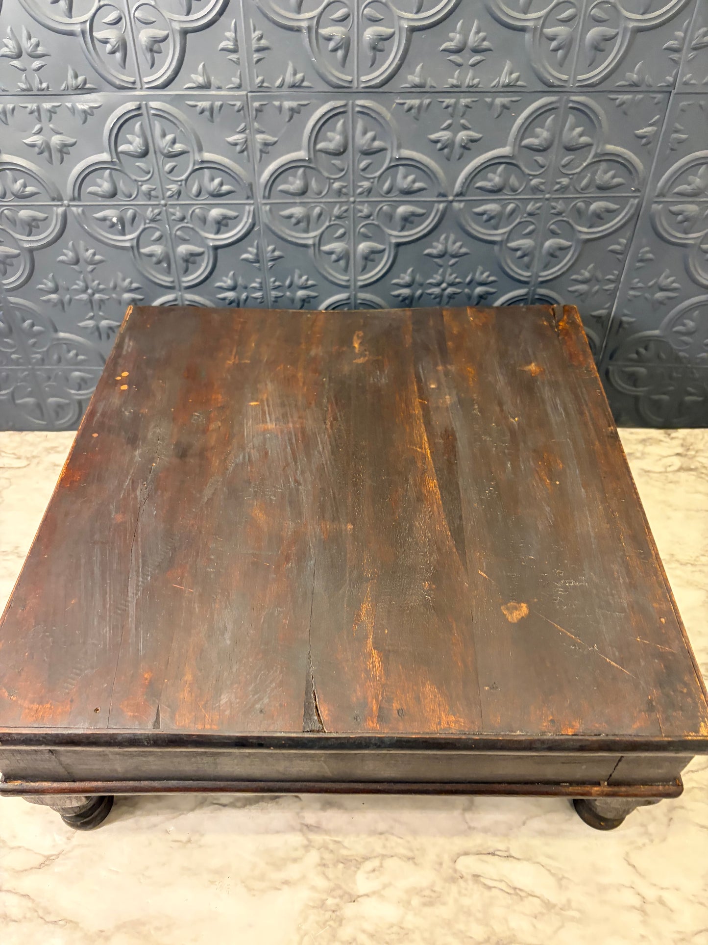 Dark Wood  Square Stool