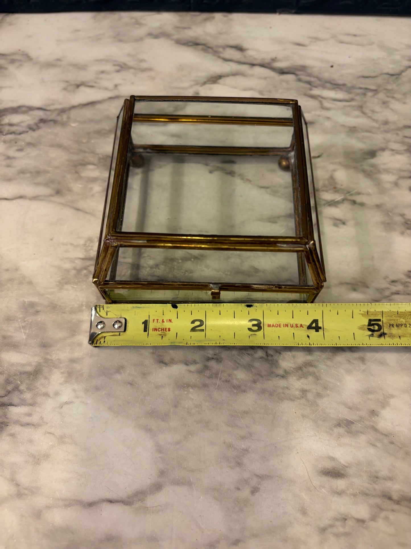 Brass and Glass Trapazoid lidded box