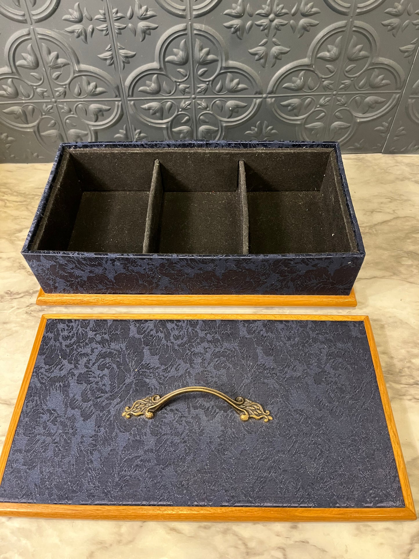 Blue Fabric Jewelry Box