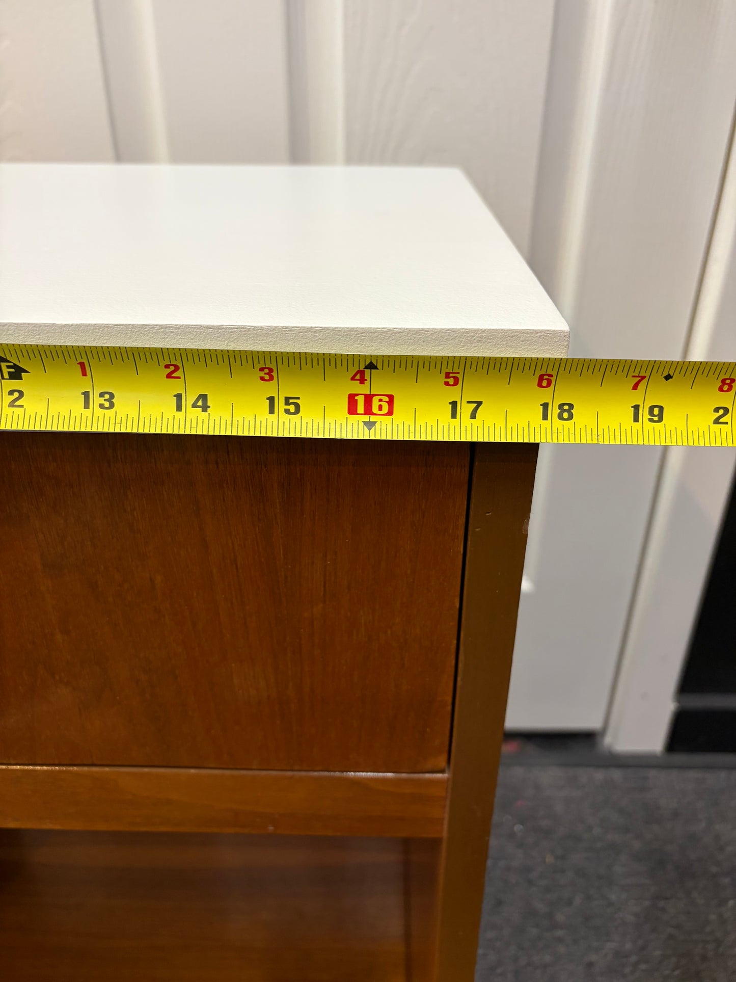 Mid Century Nightstand with White Top