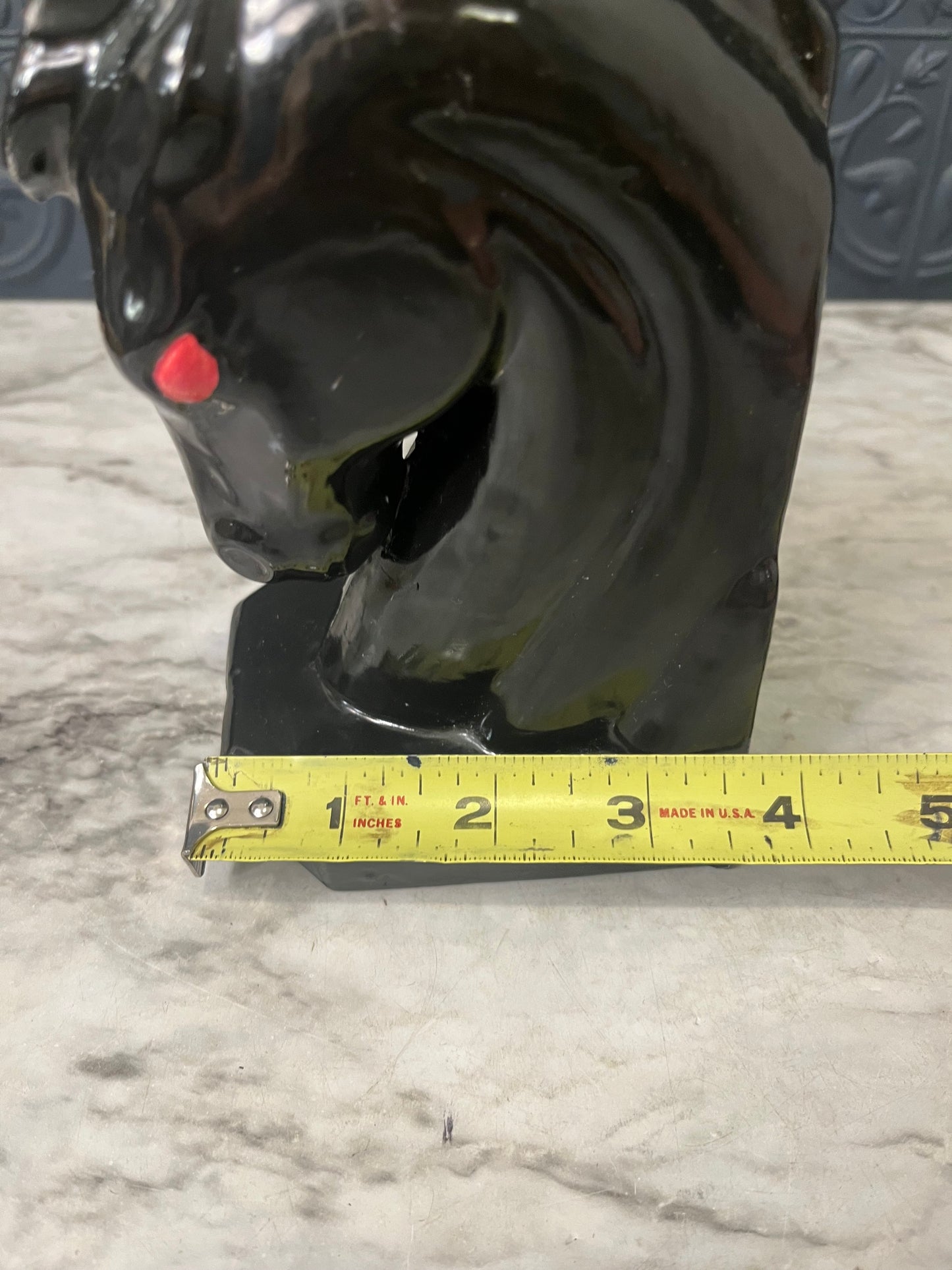 Black Ceramic Horsehead Bookend