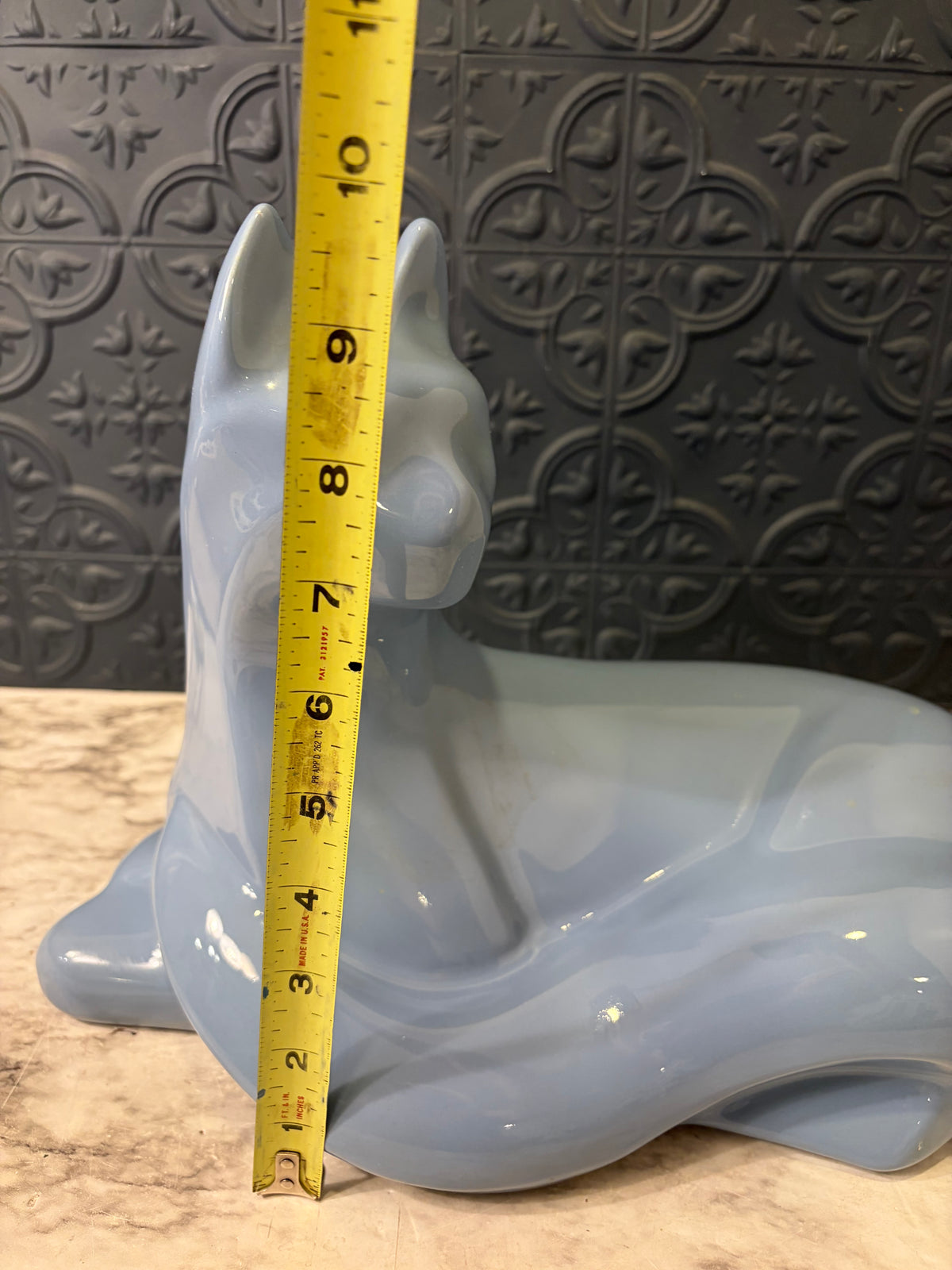Light Blue Ceramic Haegar Cat Statue