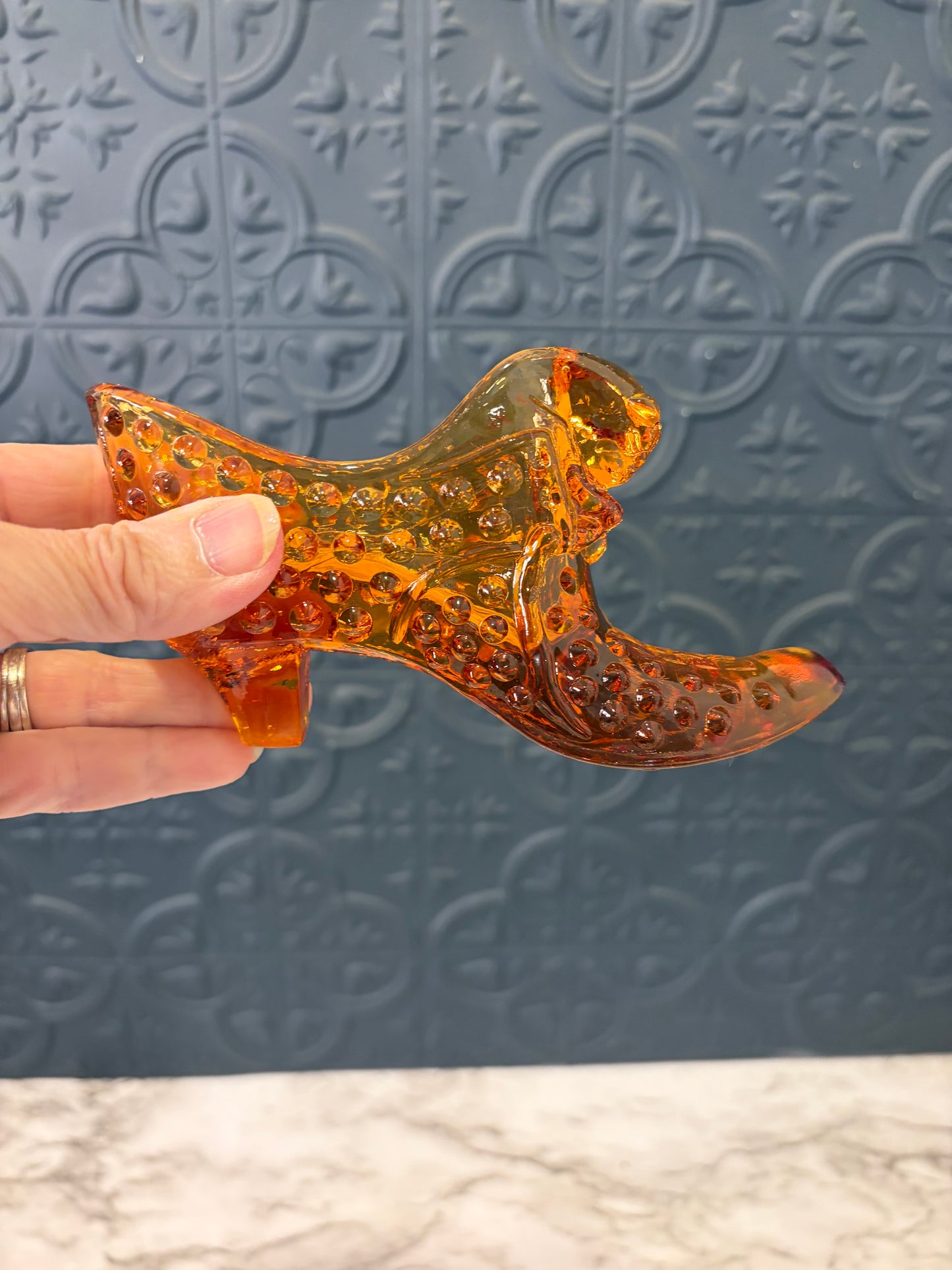Fenton Amberina Hobnail Slipper shoe