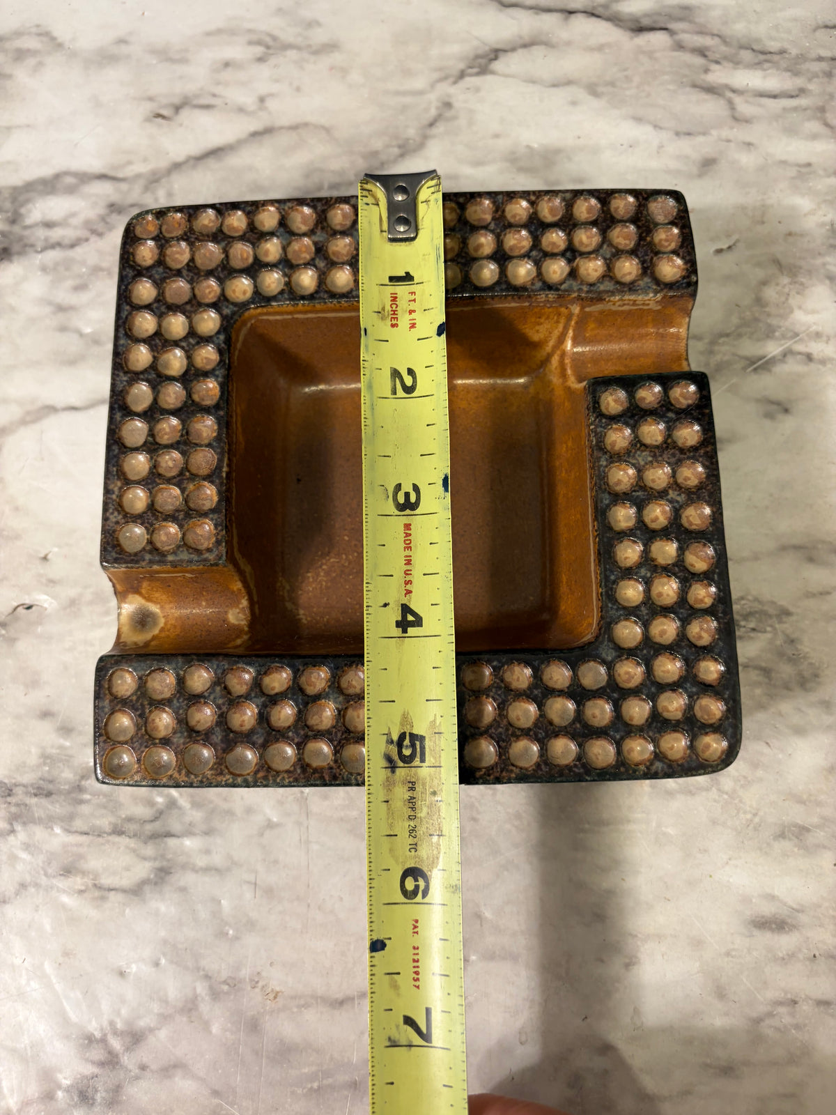 Brown Ceramic Ashtray with Dot design