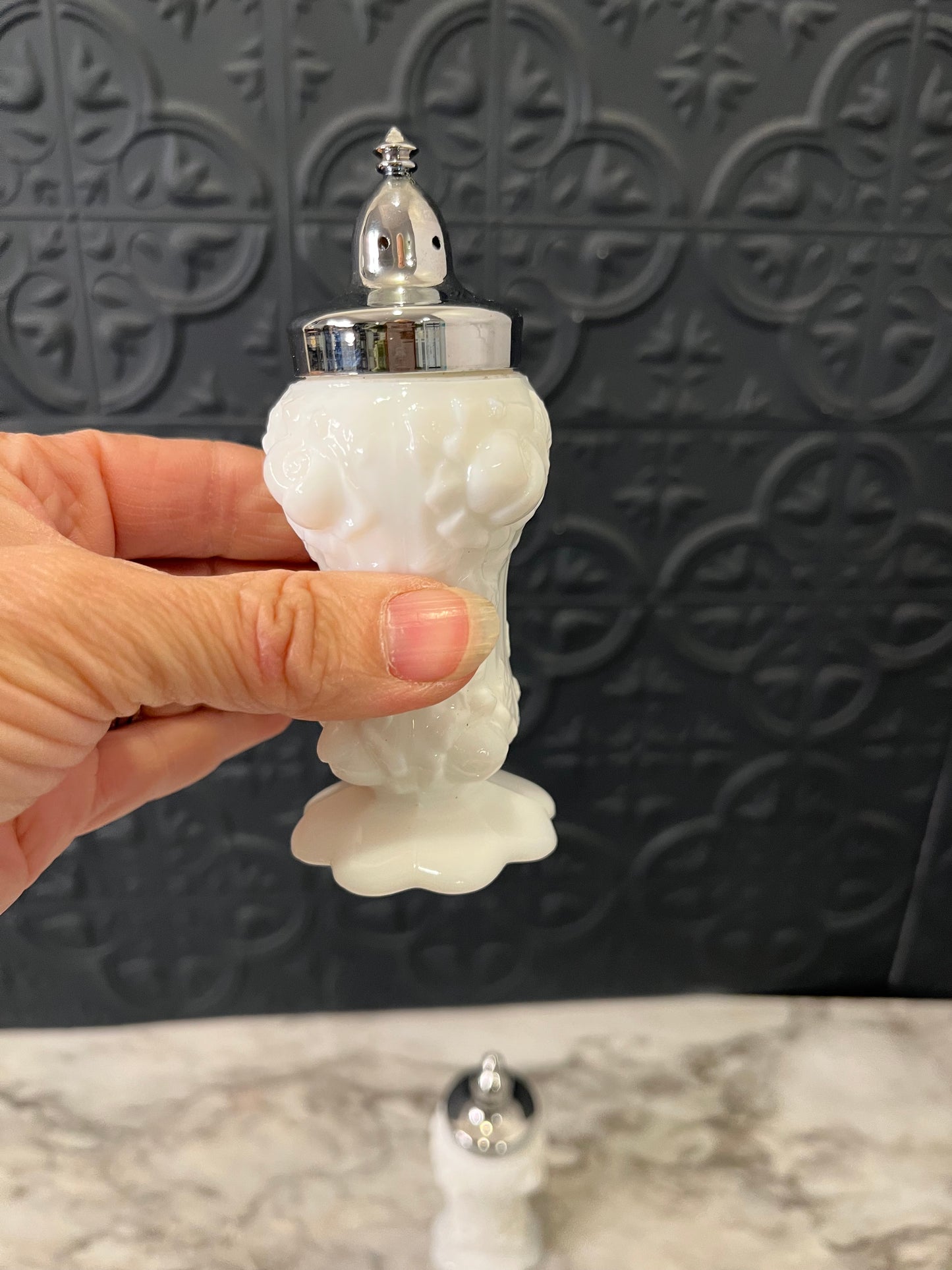 Fenton Cabbage Milk Glass Salt and Pepper Shakers