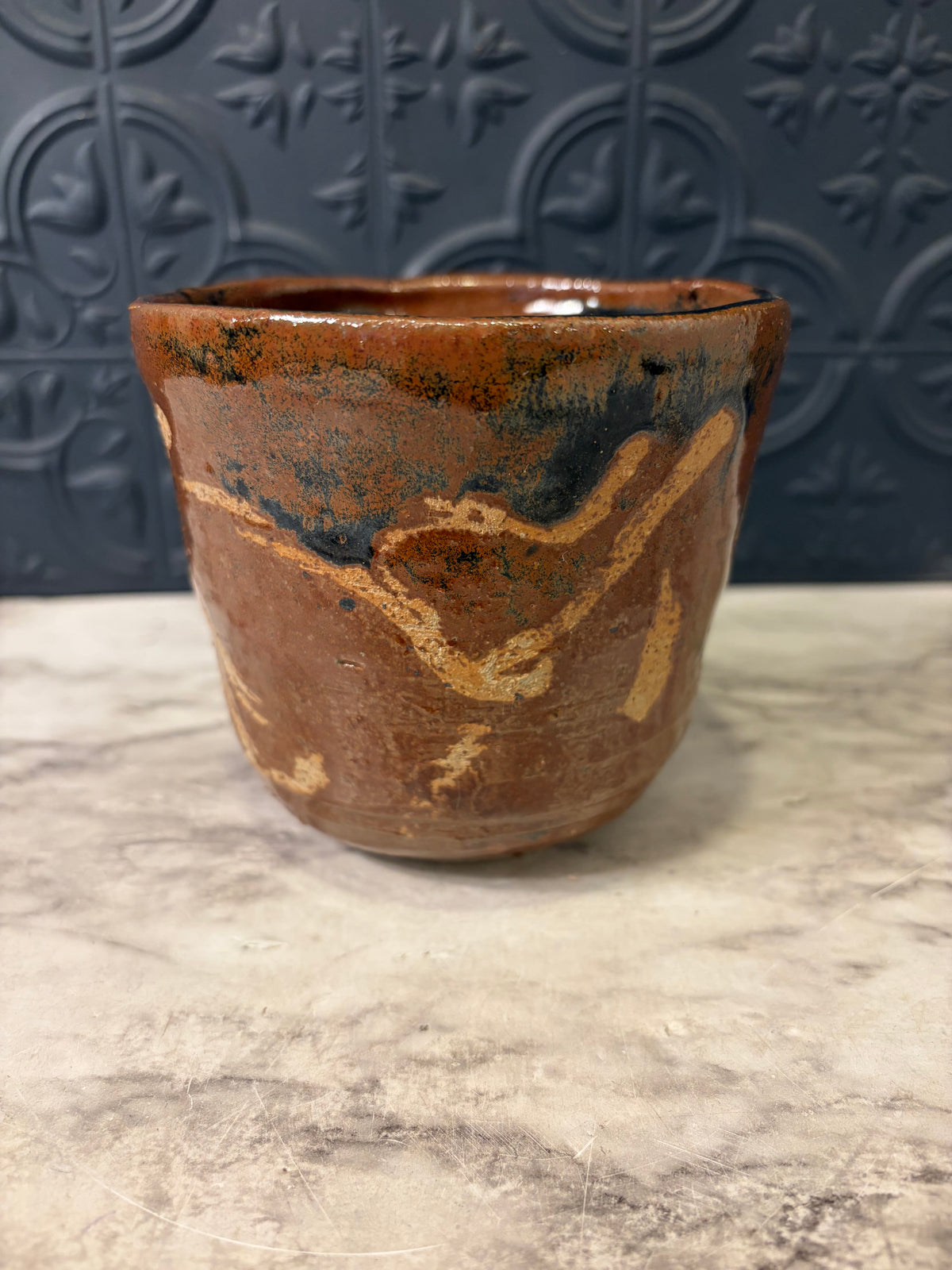 Studio Pottery Brown Planter 4"
