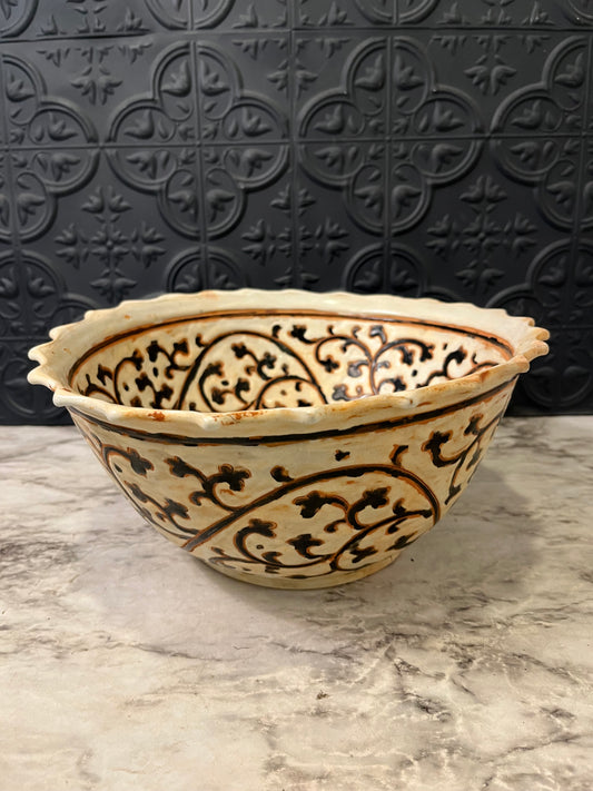 Handcrafted Terracotta bowl with Painted Design
