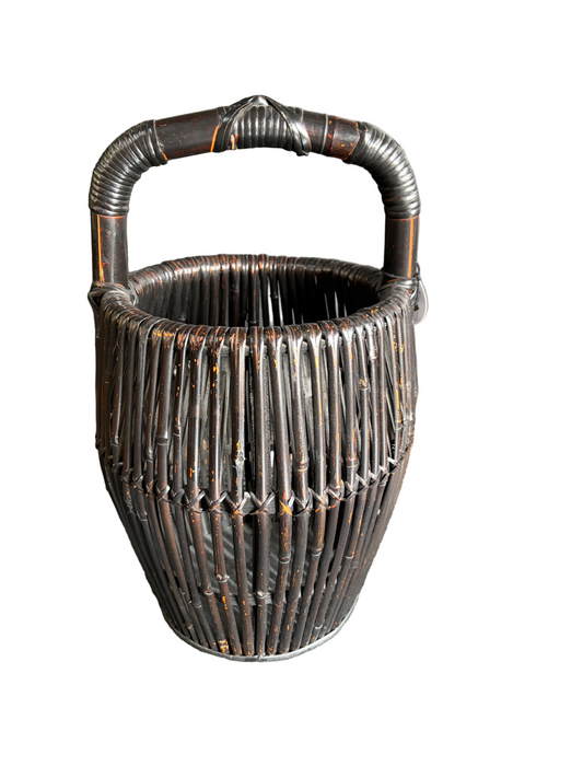 Black Bamboo Basket with Handle