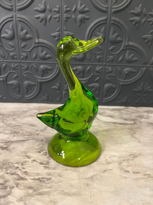 Vintage Viking Green Glass Duck