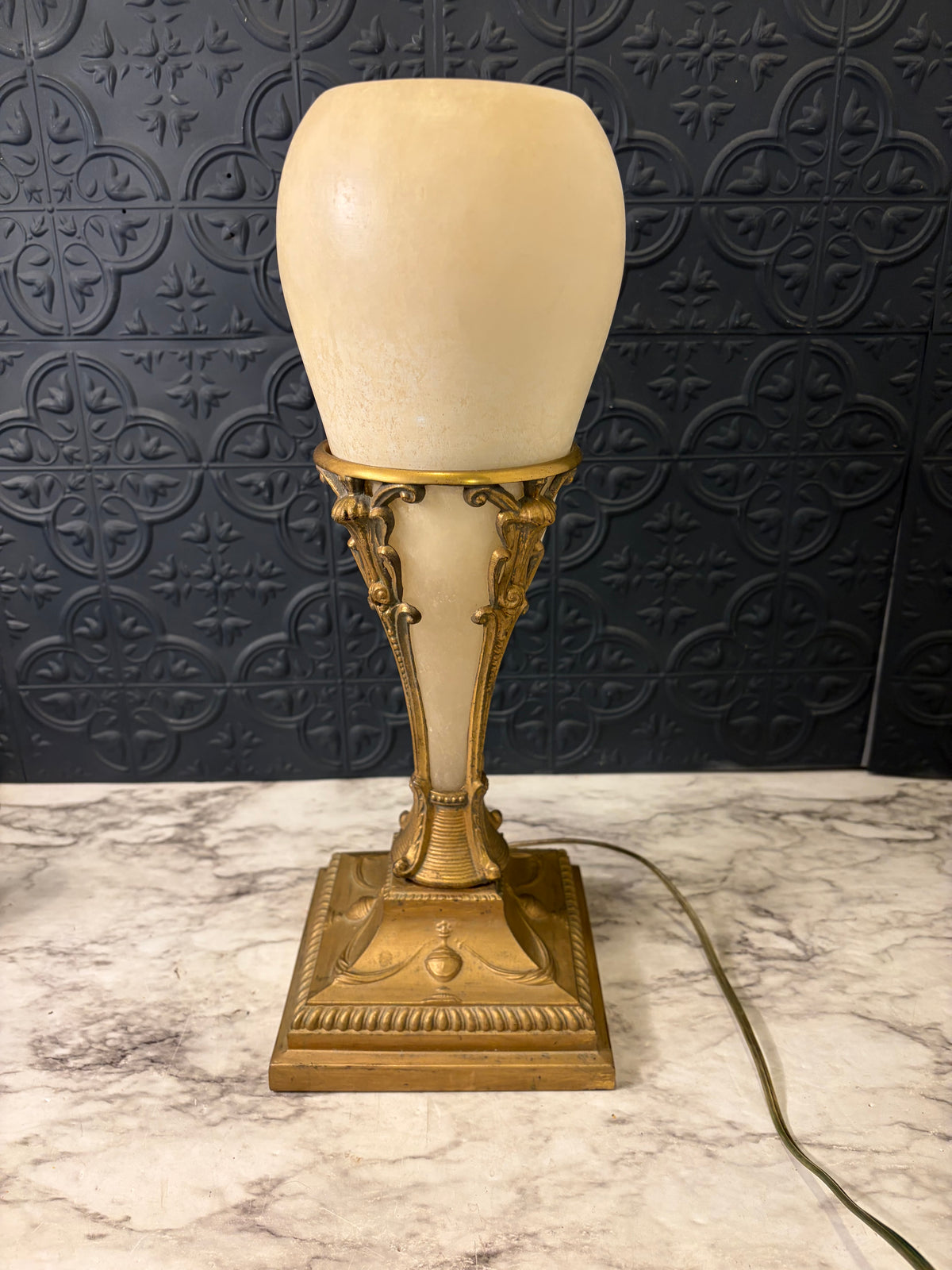 Gold Tone Torchiere Table Lamp