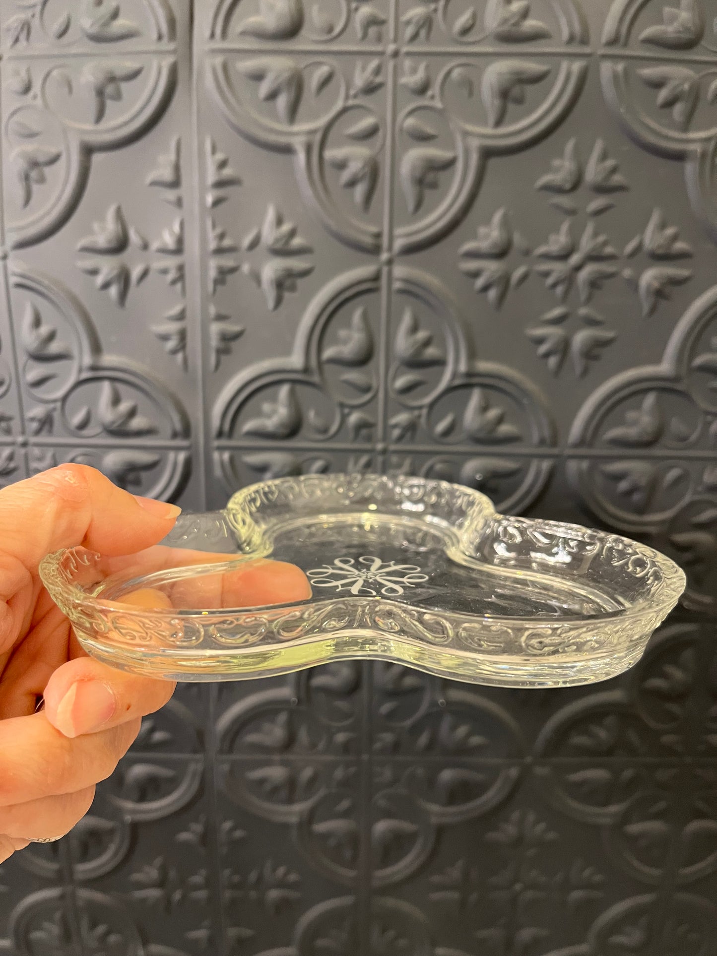 Avon Glass Trinket dish Clover Design