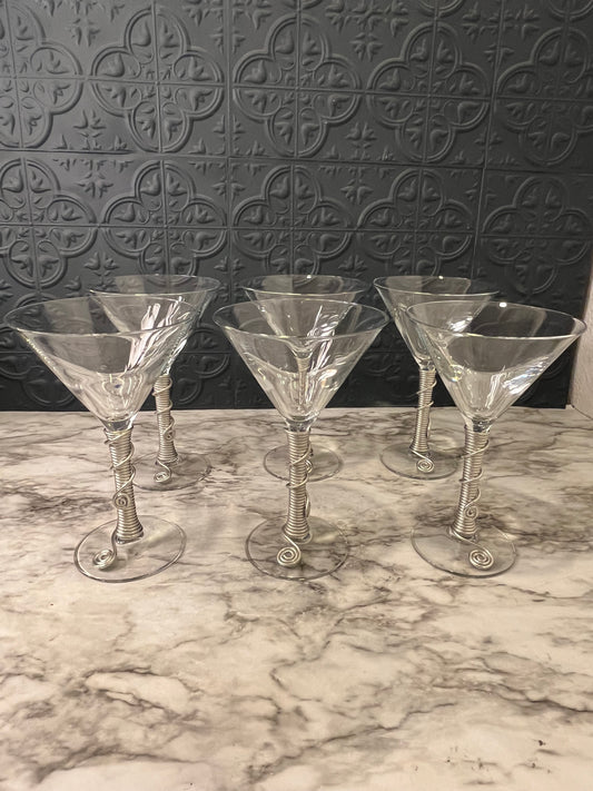 Martini Glasses with Metal Coil Set of 6