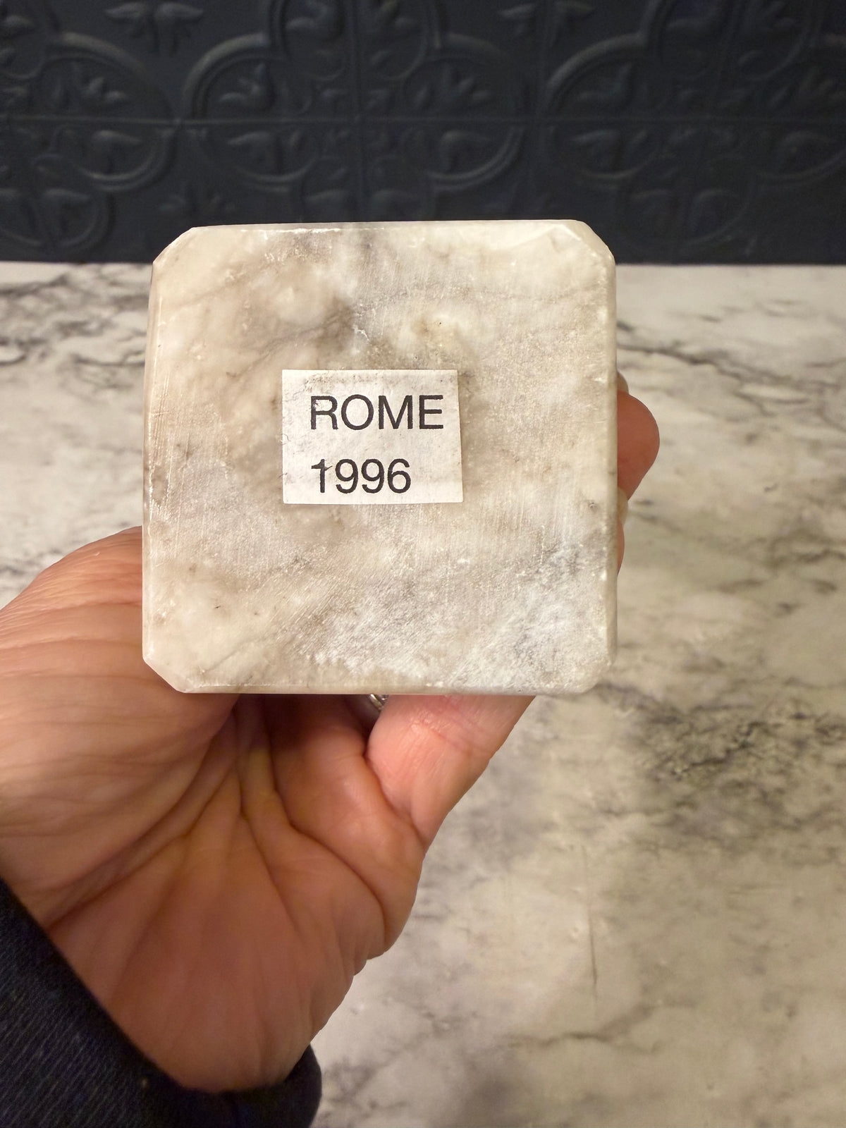 Resin Sculpture of Roman Woman on Marble Base