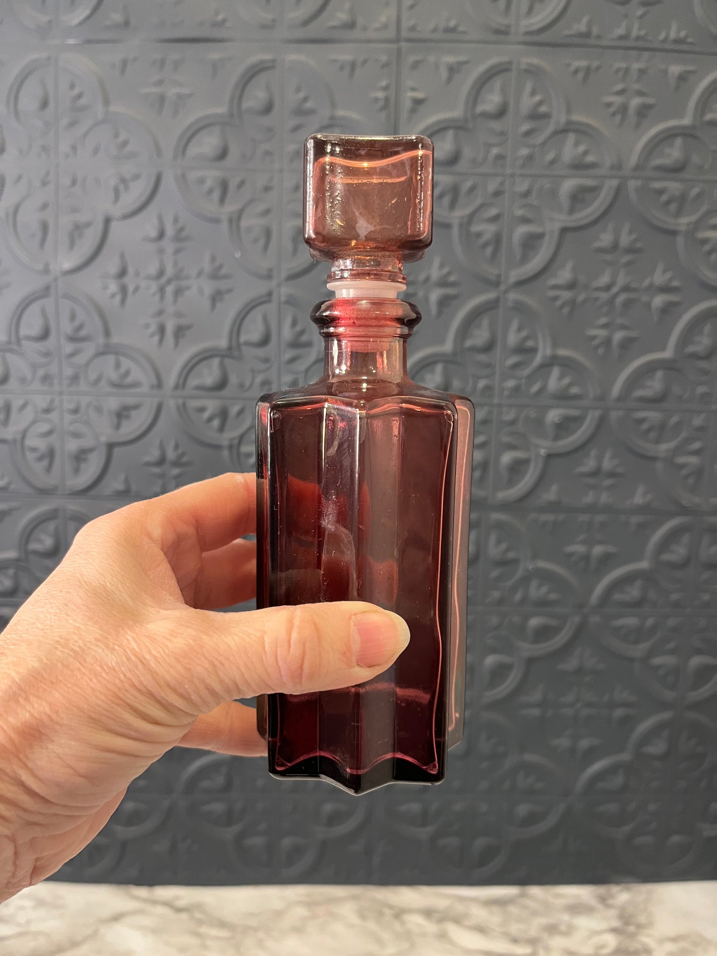 Purple Glass Bottle with Stopper