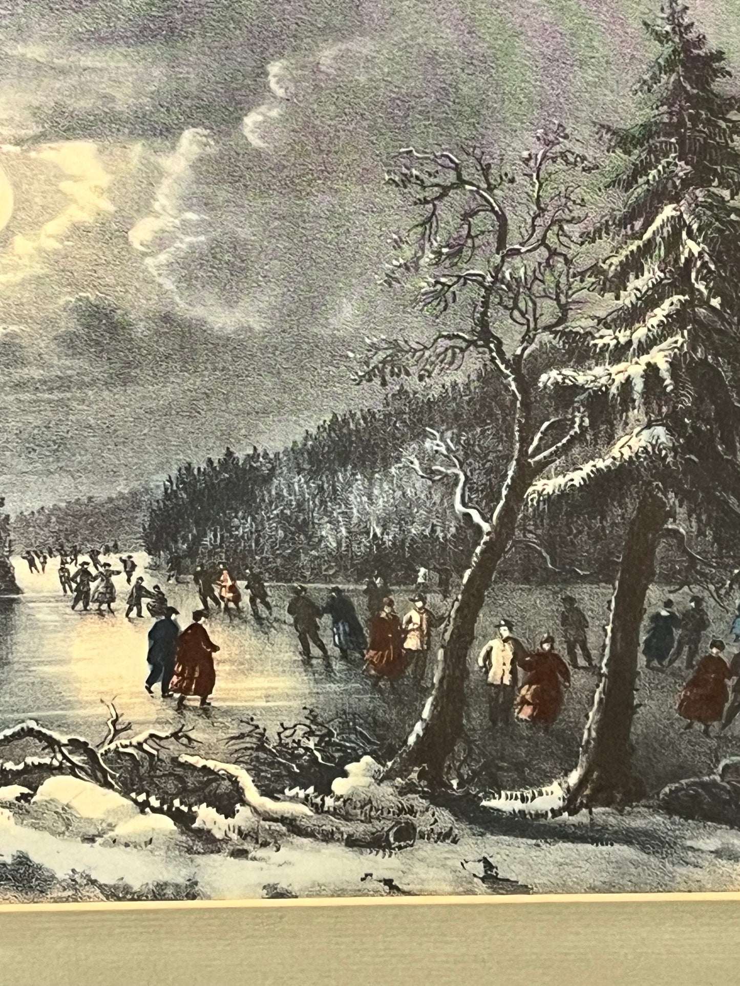 Currier and Ives Skating scene framed print