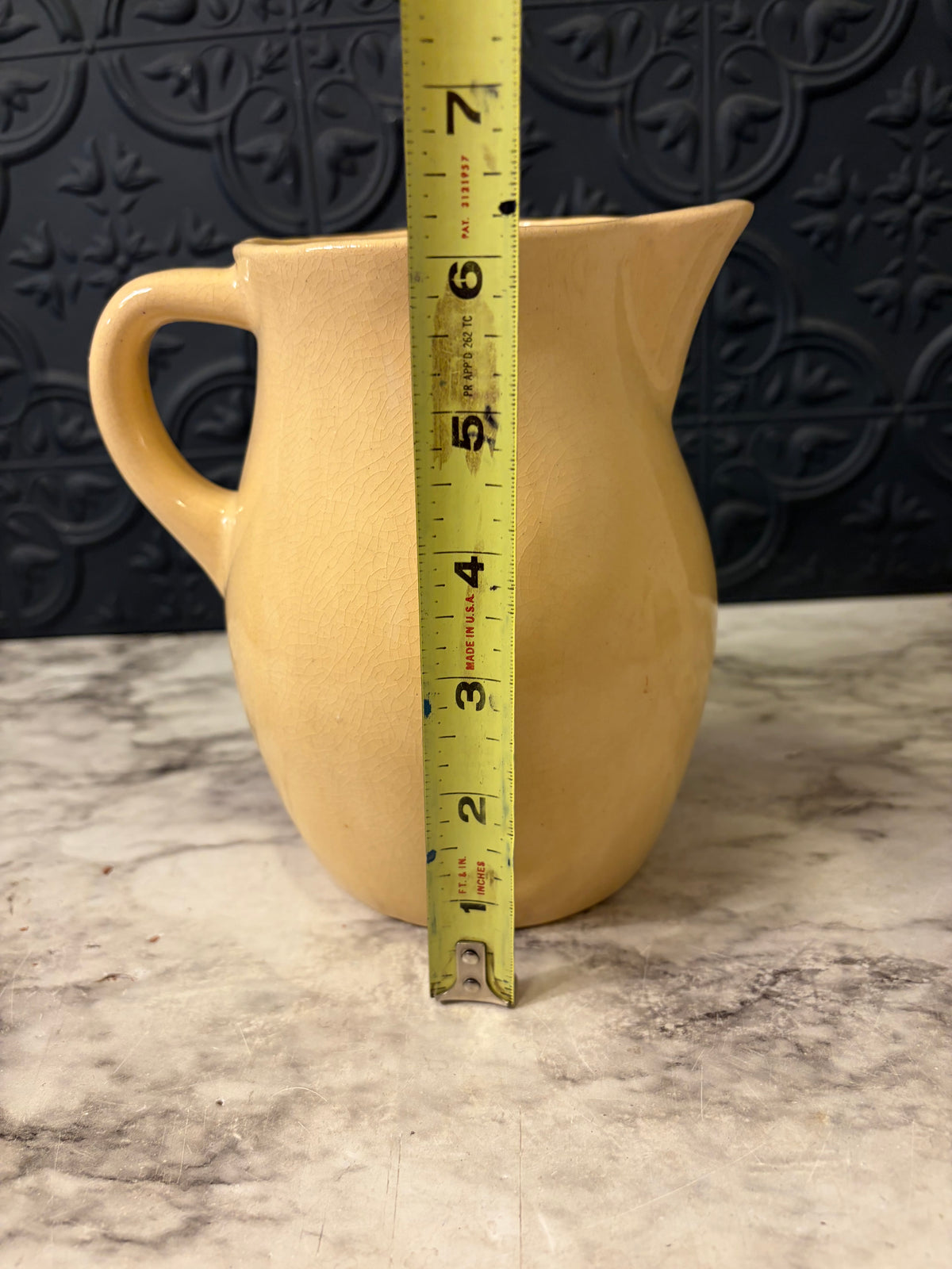Yellow Glazed Stoneware Pitcher Small